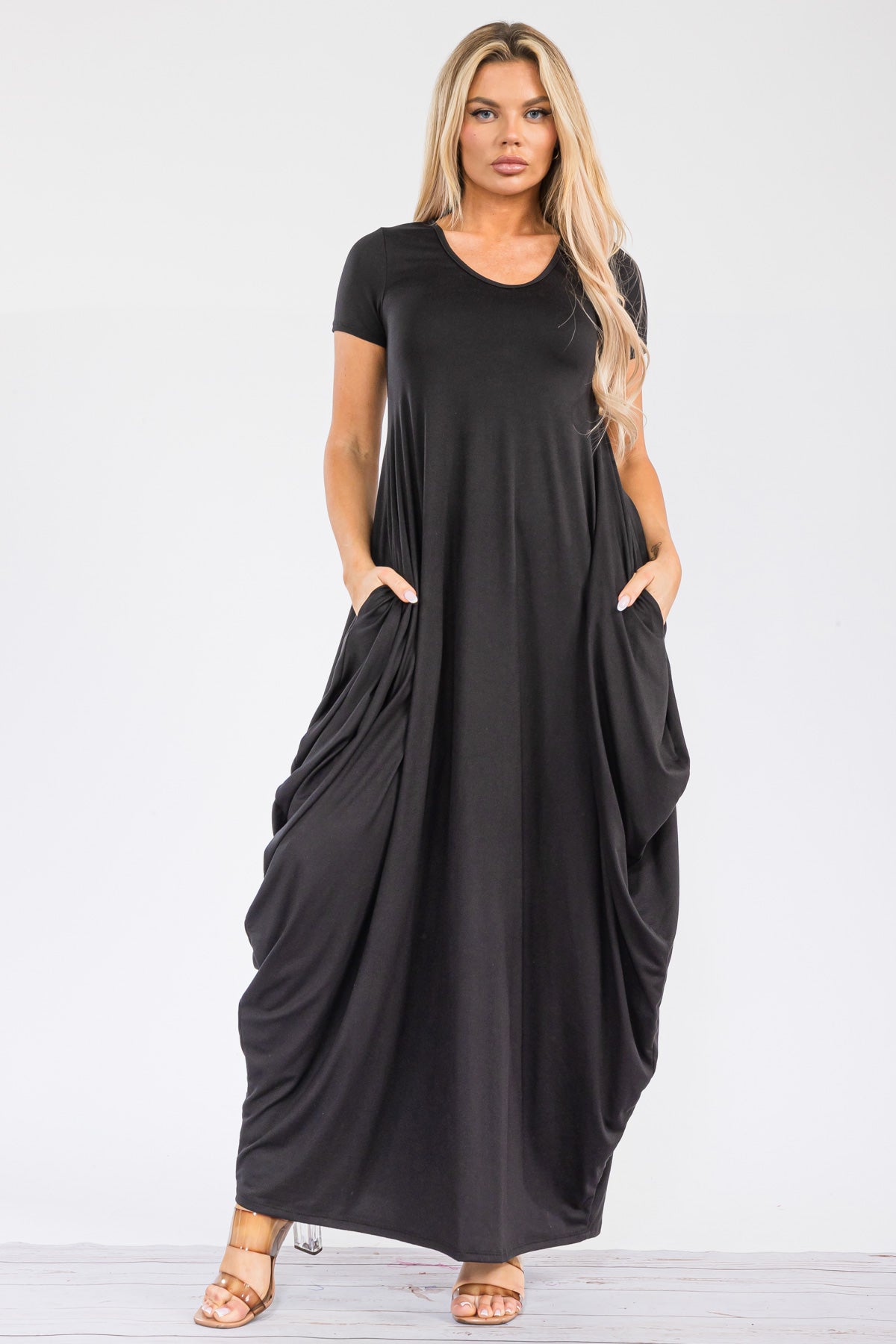 HH645X-S - SHORT SLEEVE MAXI DRESS