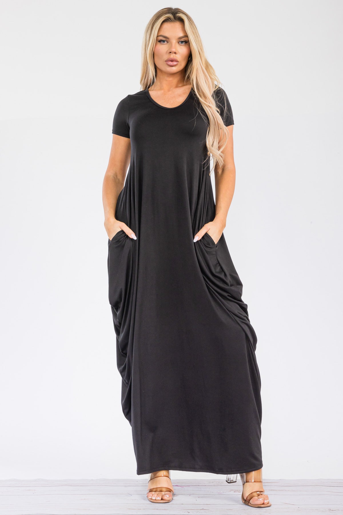 HH645X-S - SHORT SLEEVE MAXI DRESS