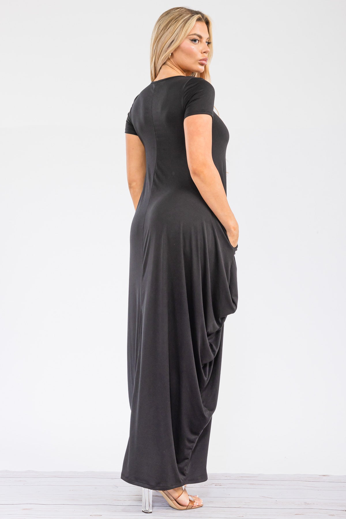 HH645R-S - SHORT SLEEVE MAXI DRESS