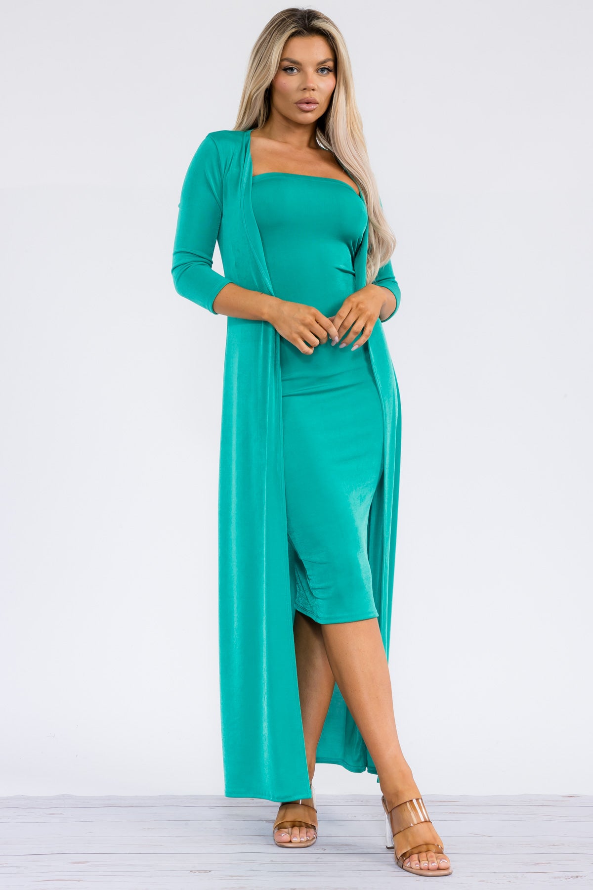 HH636R-S - 2 PC TUBE DRESS AND DUSTER