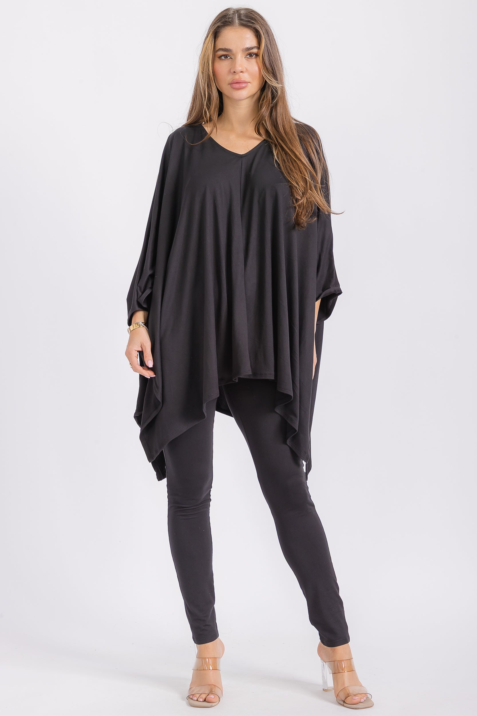 HH637R-S1 V-neck Top & Leggings 2 PC Set