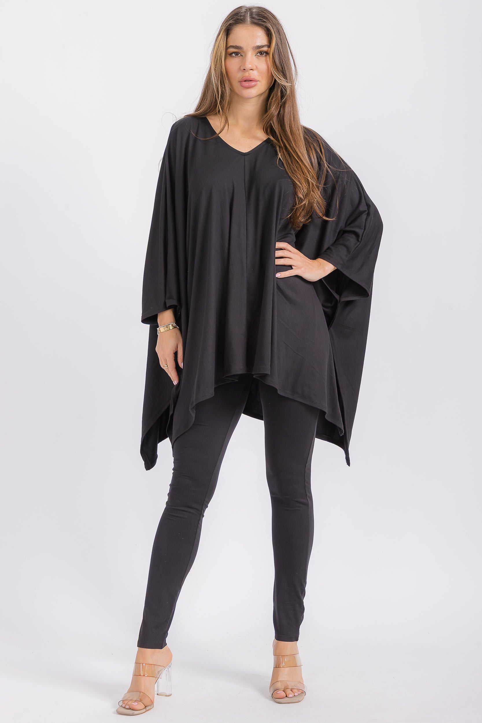 HH637R-S1 V-neck Top & Leggings 2 PC Set