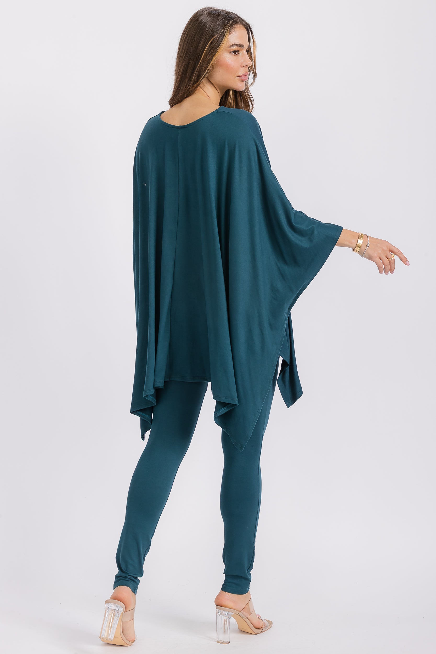 HH637R-S1 V-neck Top & Leggings 2 PC Set