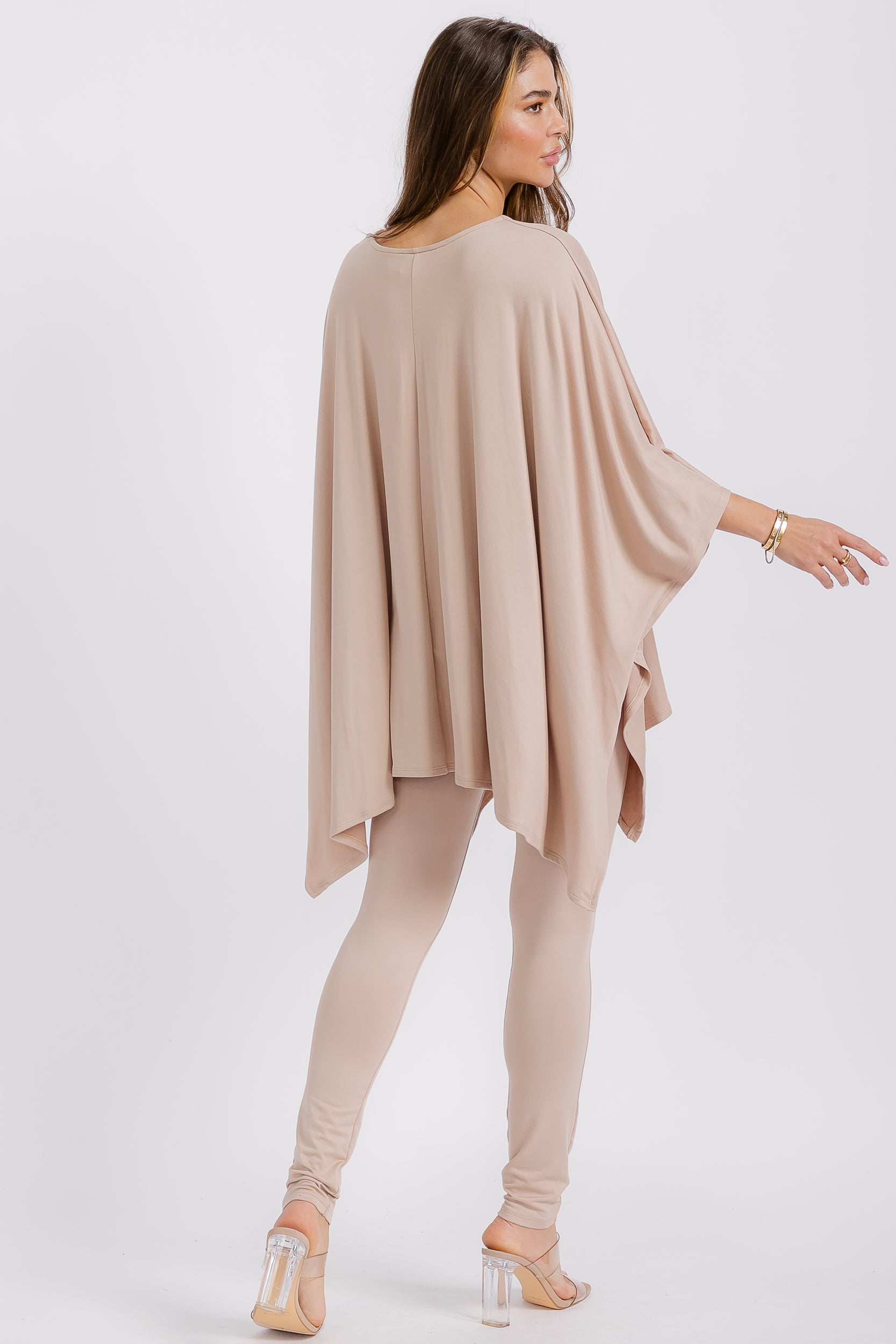 HH637R-S1 V-neck Top & Leggings 2 PC Set