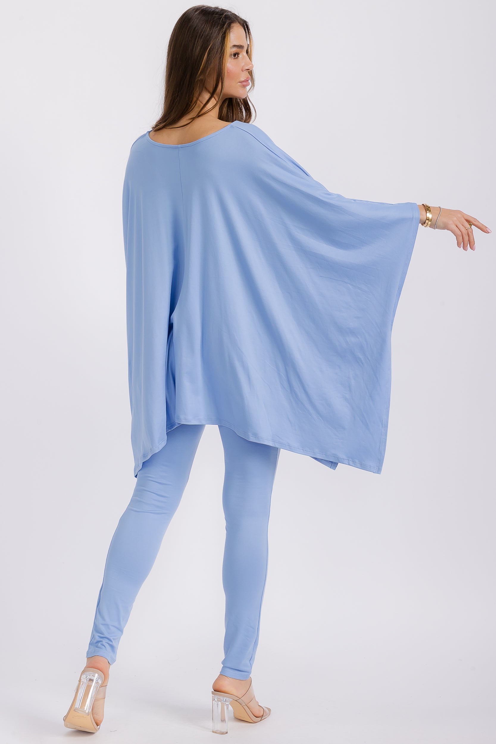 HH637R-S1 V-neck Top & Leggings 2 PC Set