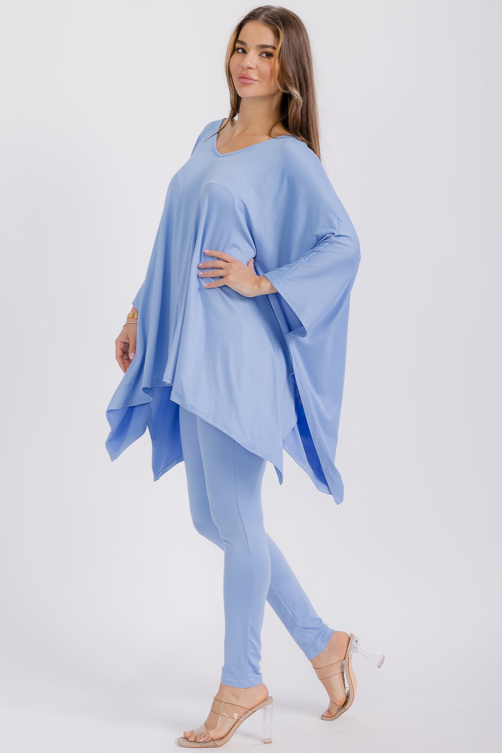 HH637R-S1 V-neck Top & Leggings 2 PC Set
