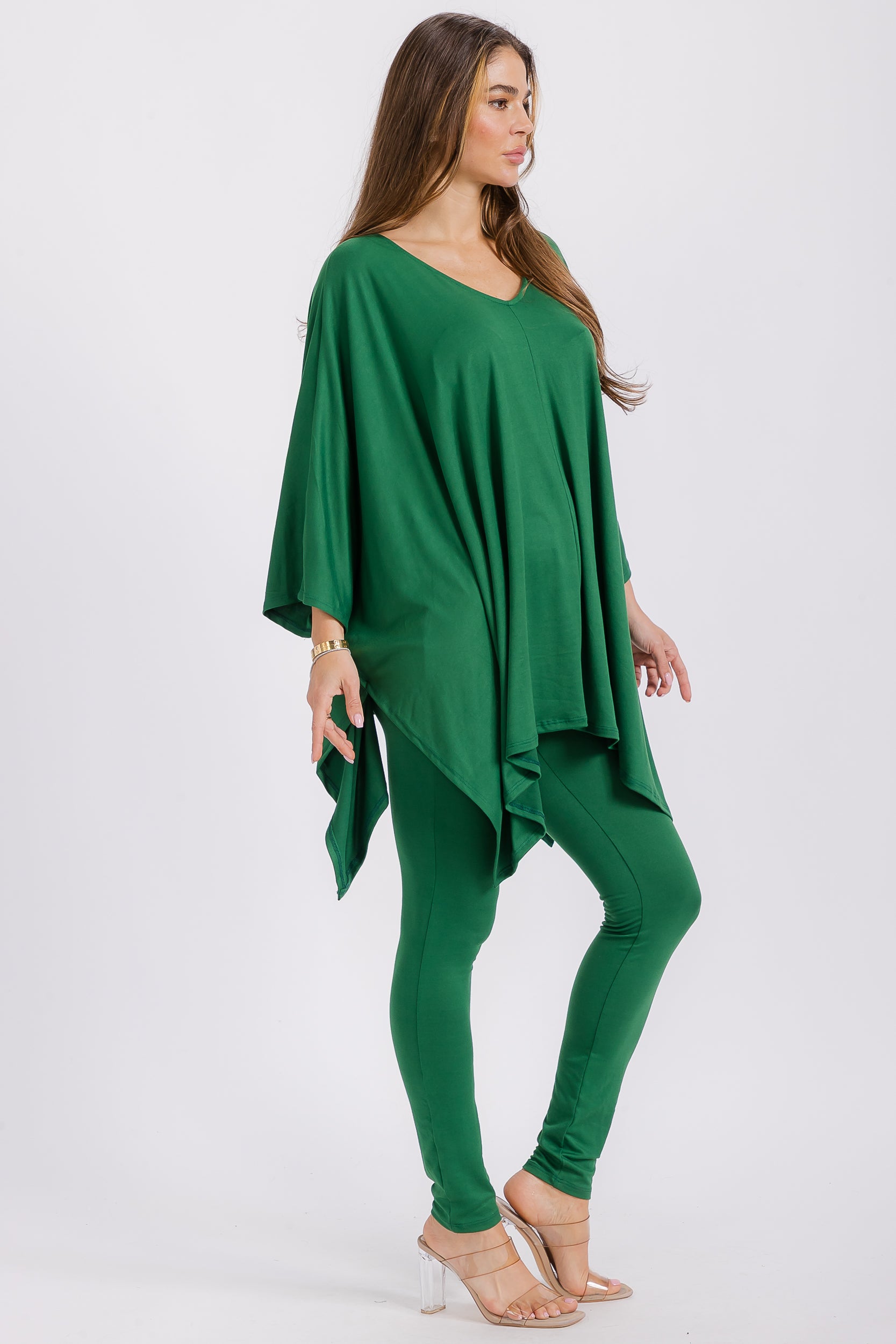HH637R-S1 V-neck Top & Leggings 2 PC Set