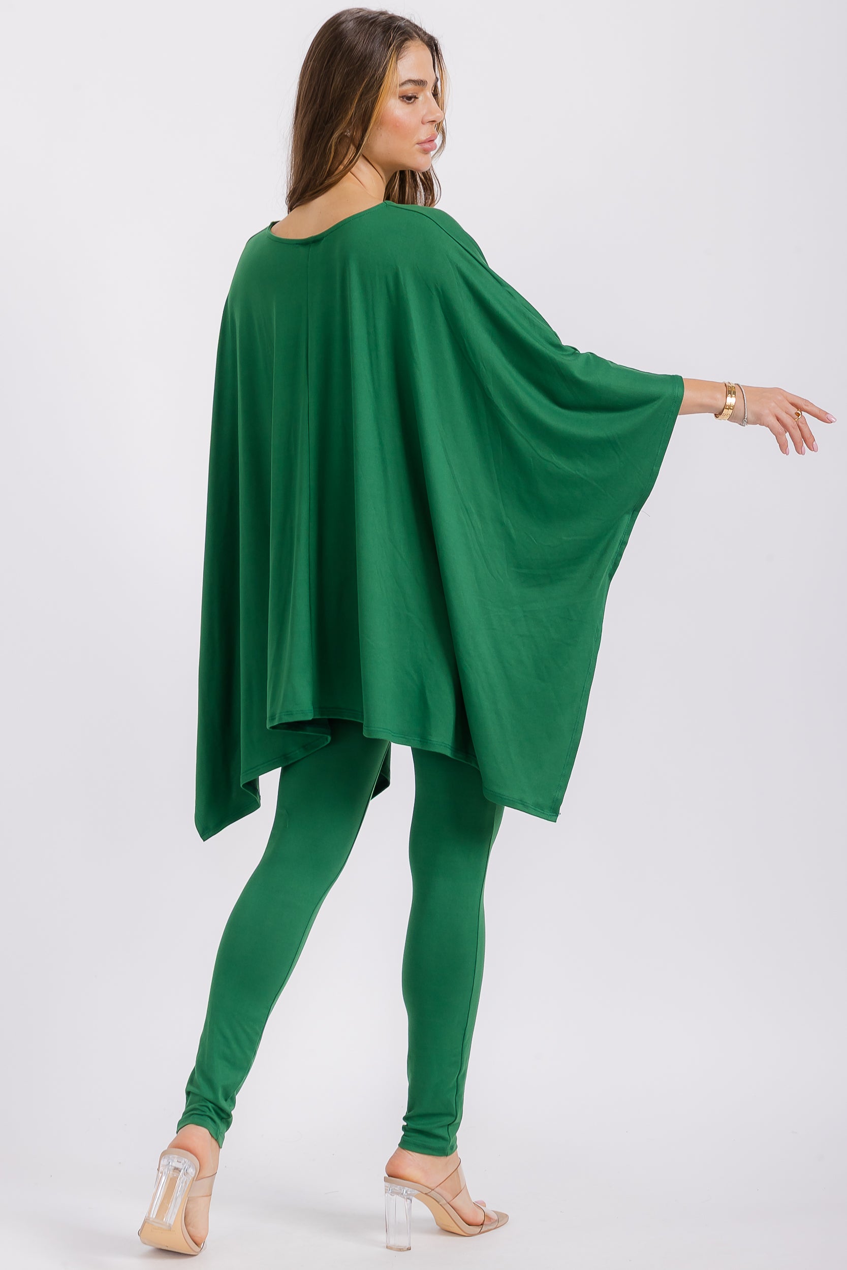 HH637R-S1 V-neck Top & Leggings 2 PC Set
