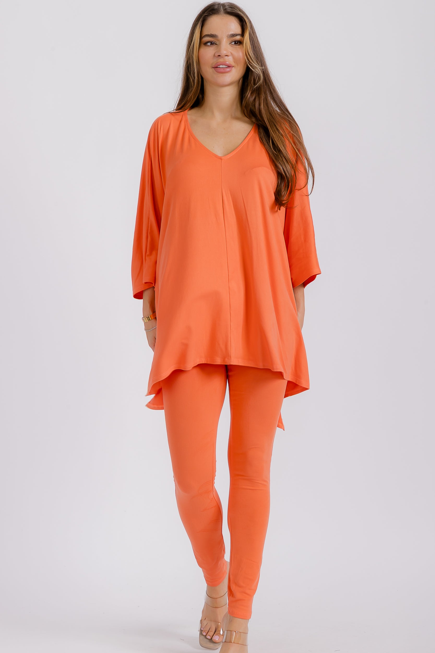 HH637X-S1 Plus V-neck Top & Leggings 2 PC Set