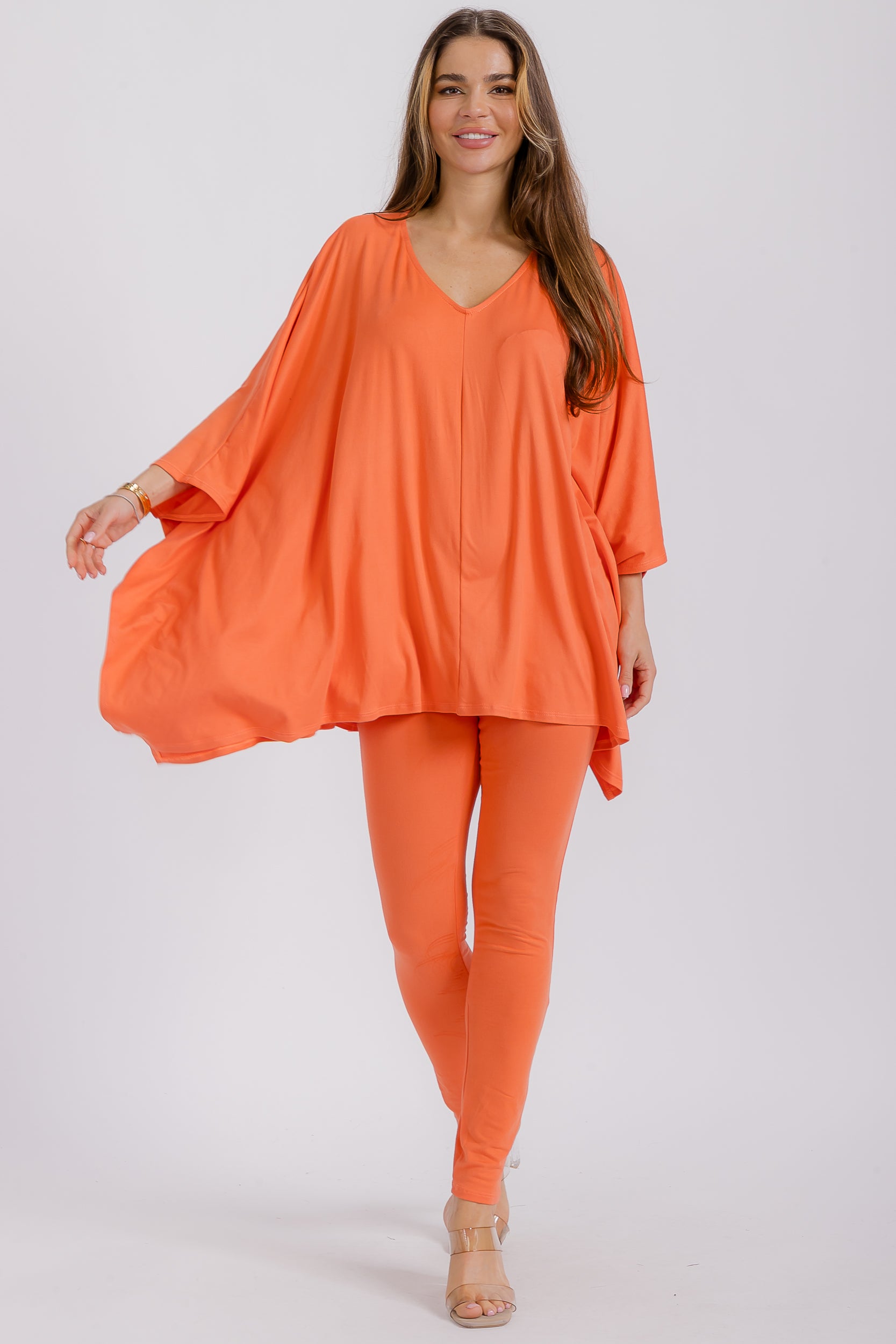 HH637X-S1 Plus V-neck Top & Leggings 2 PC Set
