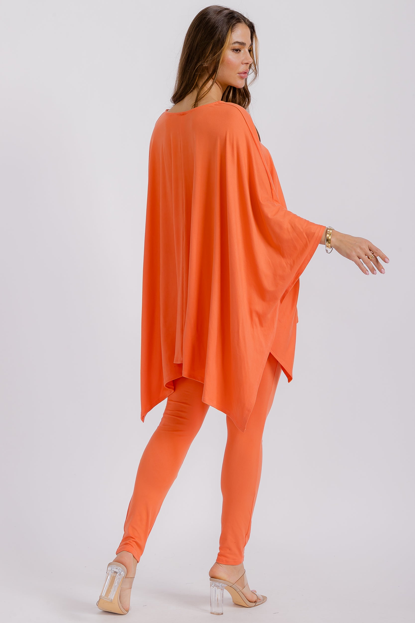 HH637R-S1 V-neck Top & Leggings 2 PC Set