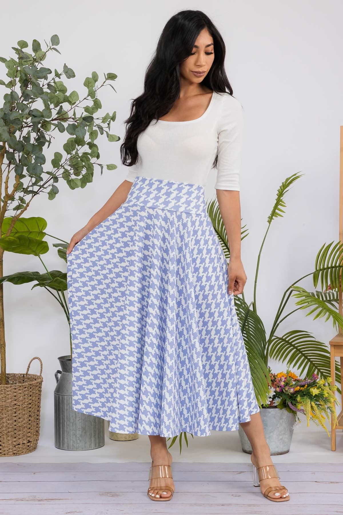 HH746R-HOUNDS - PRINT MIDI SKIRT