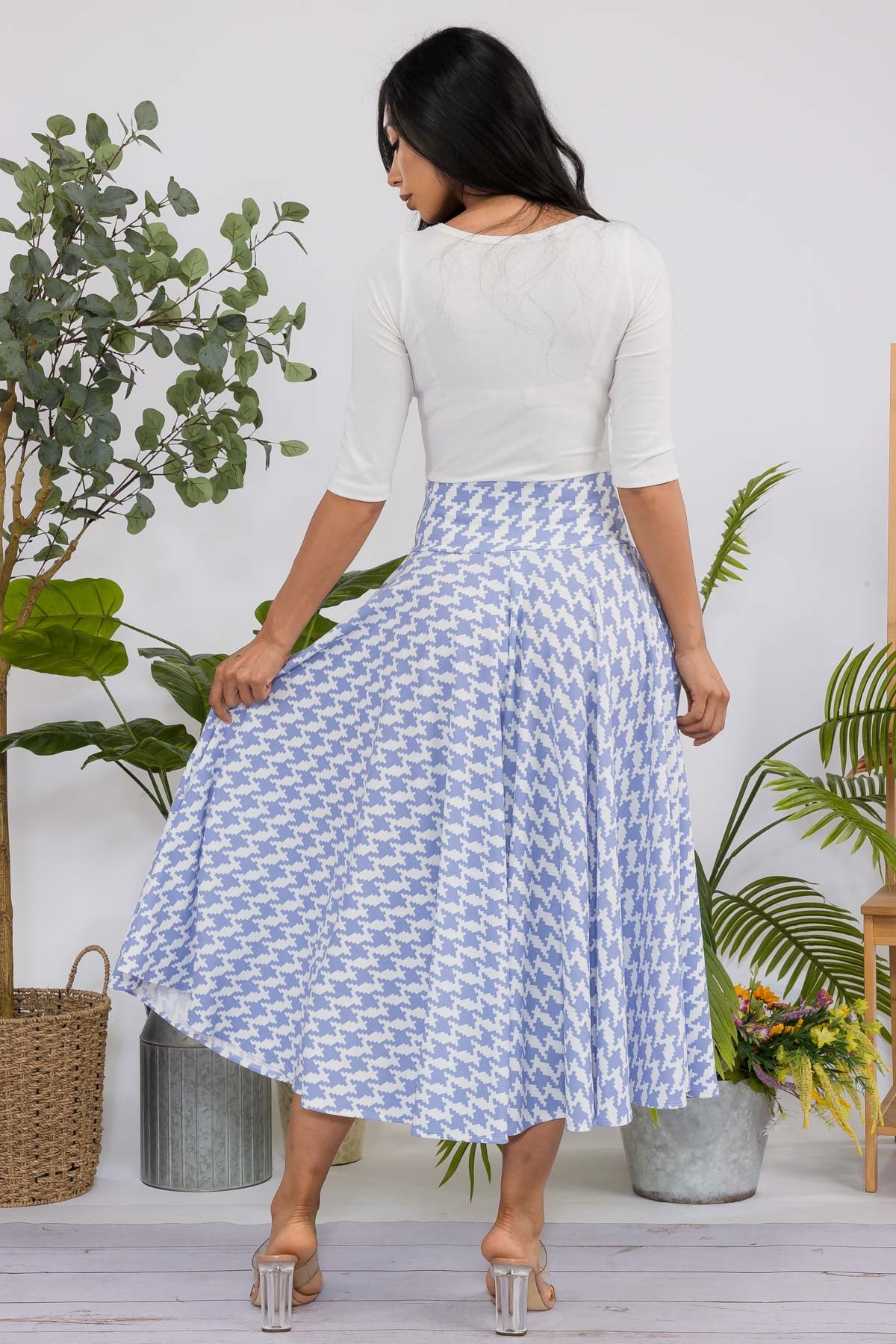 HH746R-HOUNDS - PRINT MIDI SKIRT