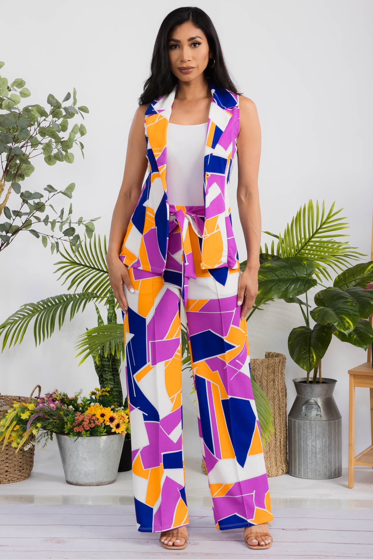HH706X-ABSTRACT - 2 PC VEST AND PANT SET