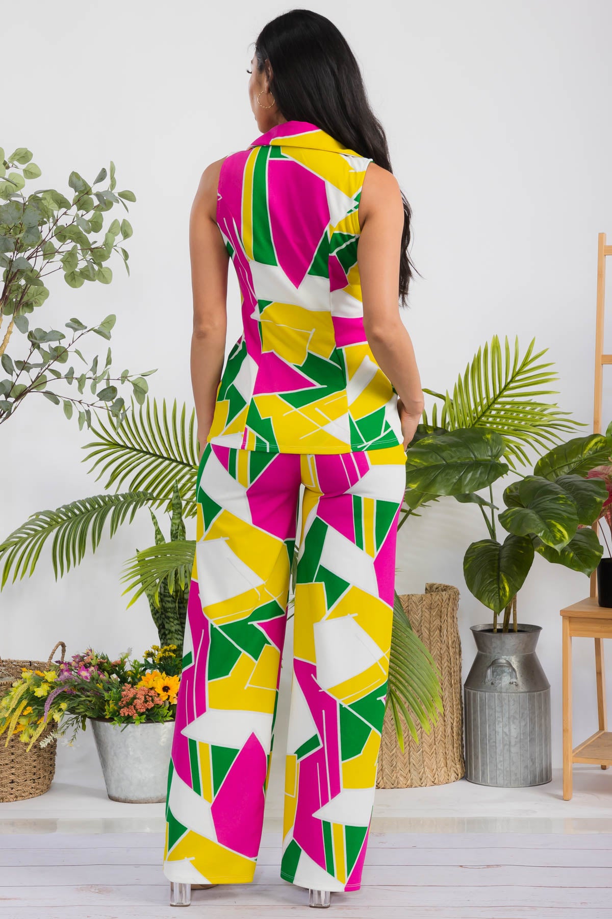 HH706R-ABSTRACT - 2 PC VEST AND PANT SET