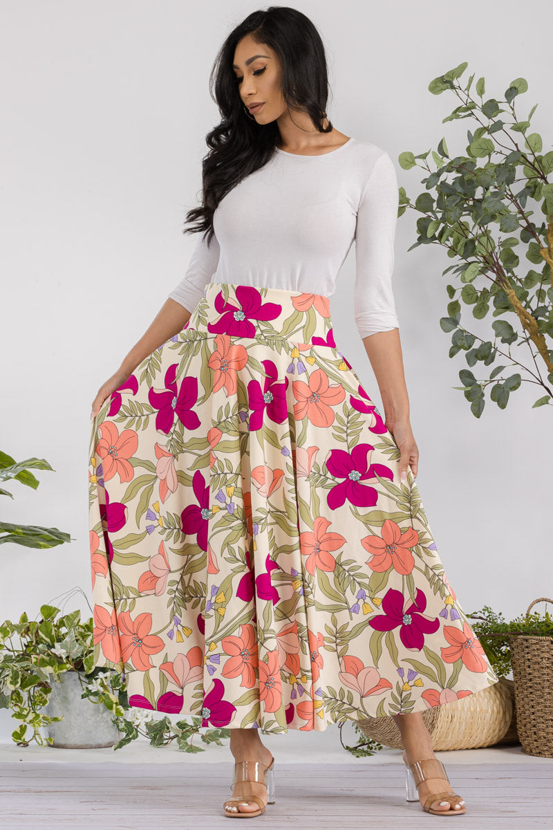 JR777X-FLWRS - FLOWER PRINT MIDI SKIRT