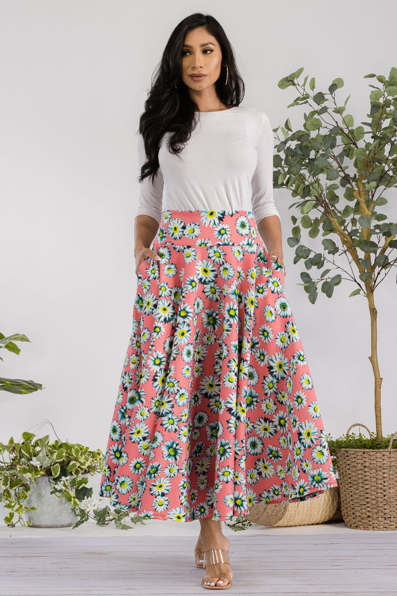 JR777R-DAISIES - FALDA MIDI CON ESTAMPADO DE MARGARITAS