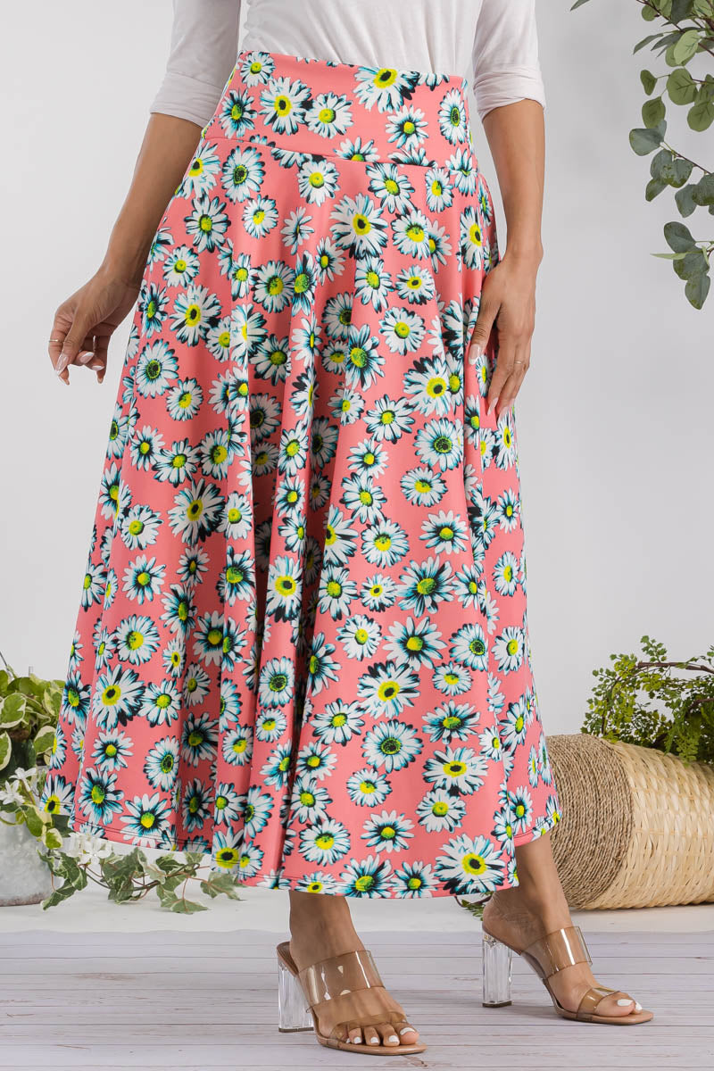 JR777R-DAISIES - FALDA MIDI CON ESTAMPADO DE MARGARITAS