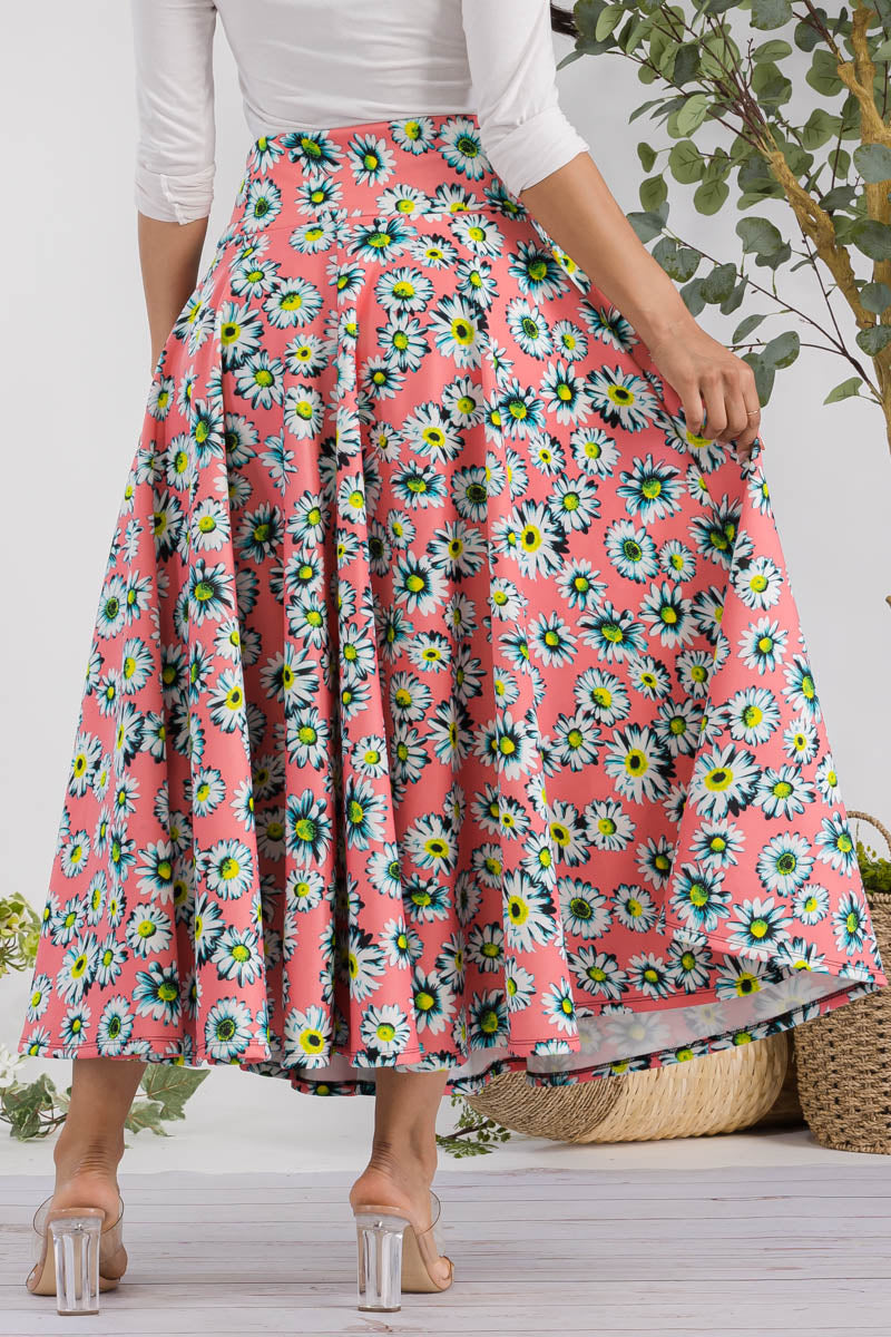 JR777R-DAISIES - FALDA MIDI CON ESTAMPADO DE MARGARITAS