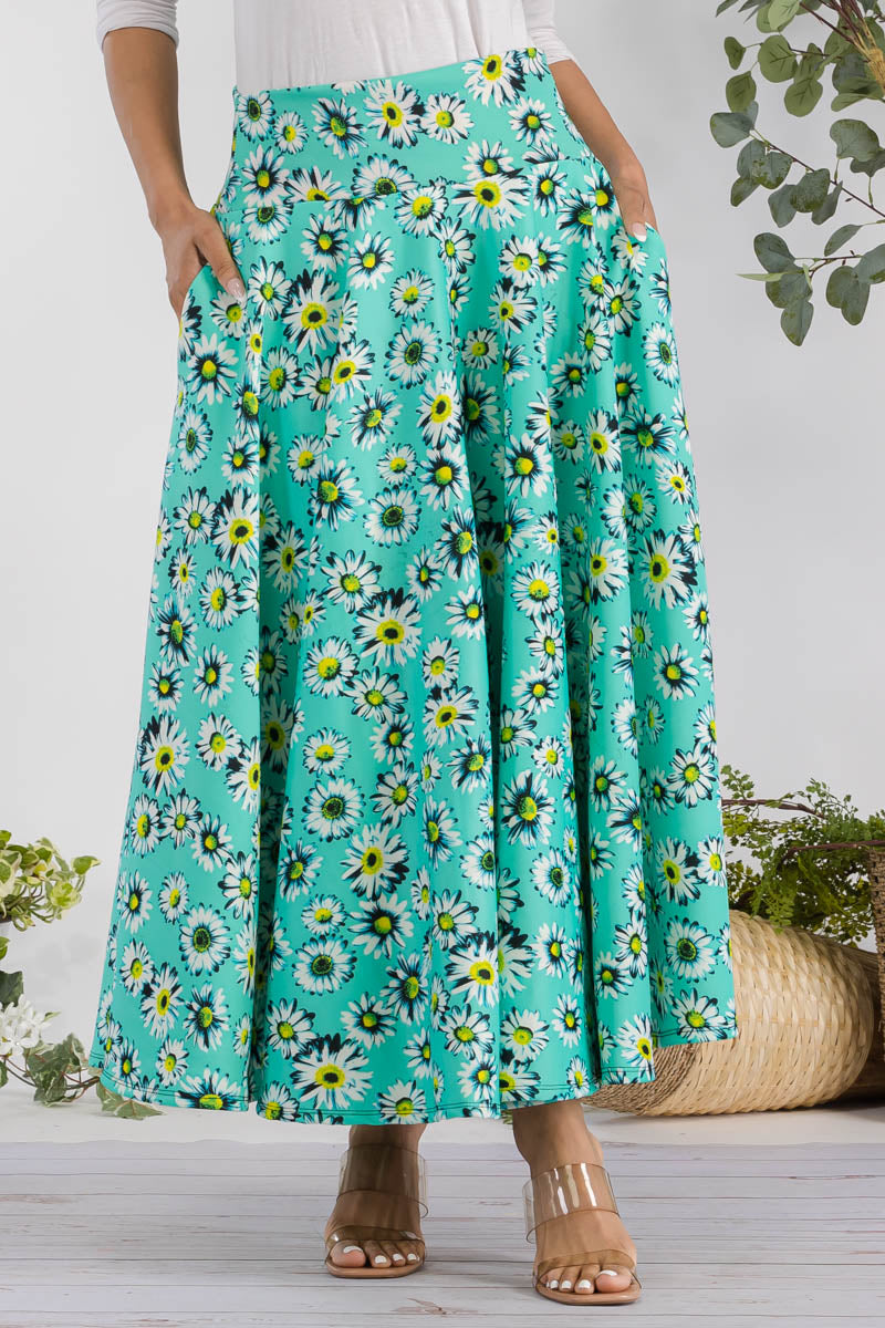 JR777R-DAISIES - FALDA MIDI CON ESTAMPADO DE MARGARITAS