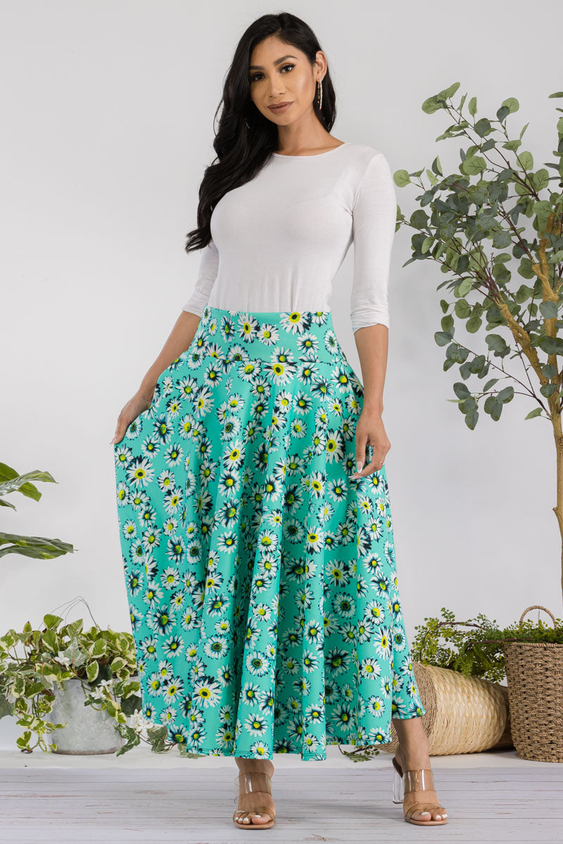 JR777R-DAISIES - FALDA MIDI CON ESTAMPADO DE MARGARITAS