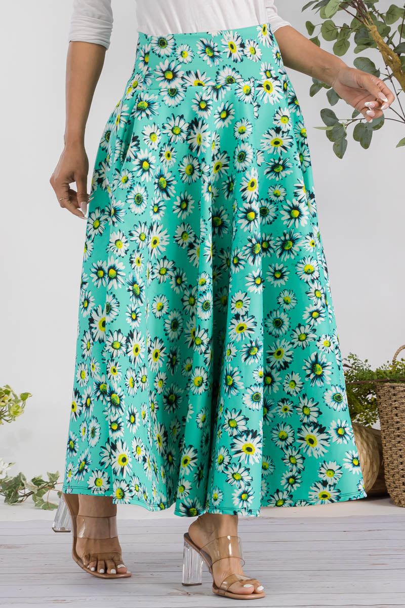 JR777R-DAISIES - FALDA MIDI CON ESTAMPADO DE MARGARITAS