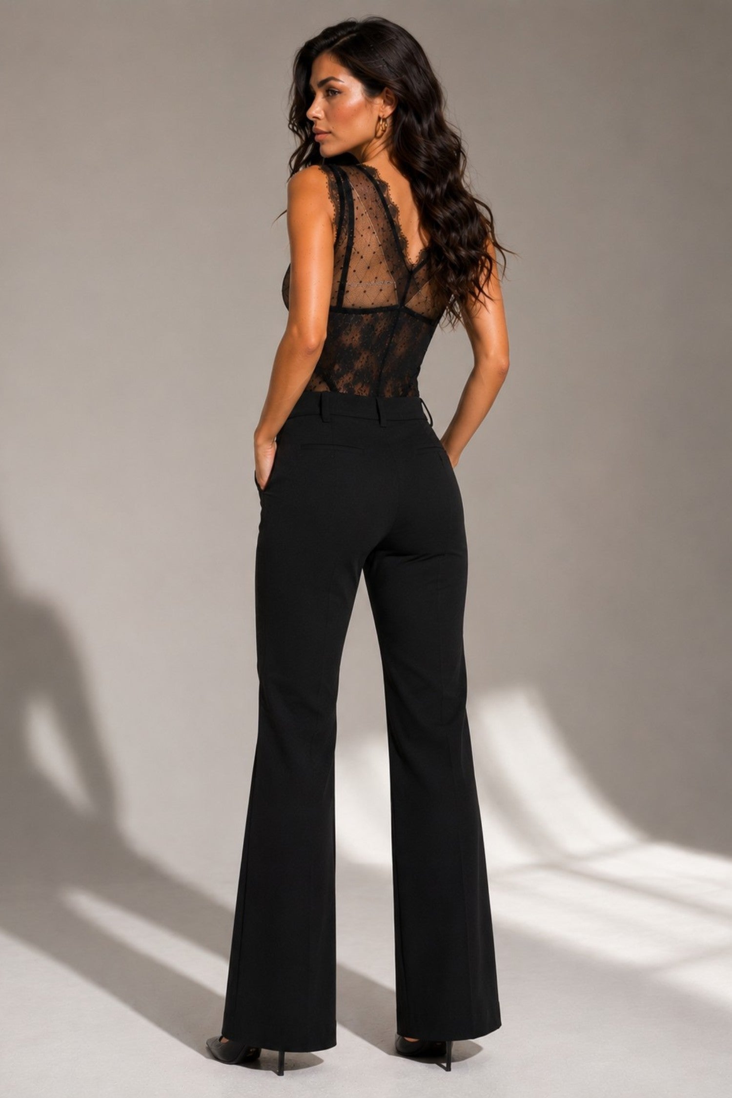 138942 - Sheer Lace Contrast Bodysuit
