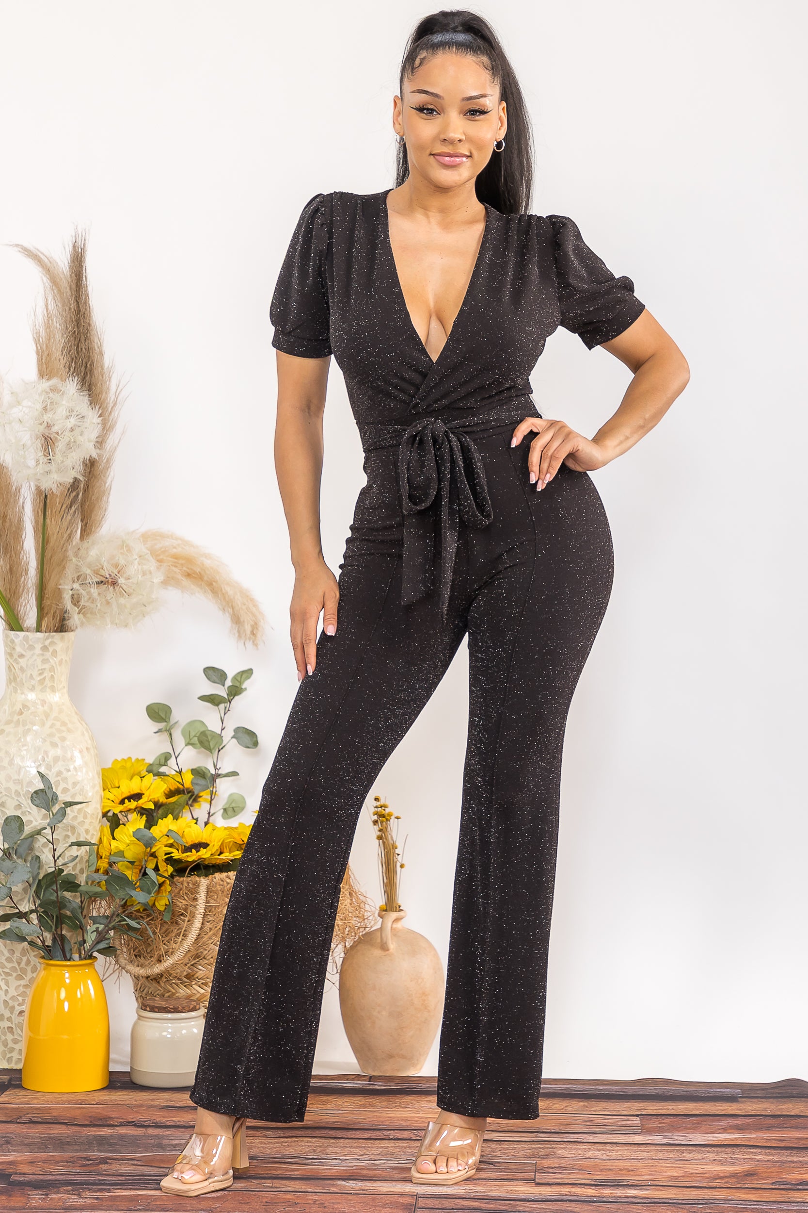 HH739-S-X PLUS SIZE SEQIN CONTRAST JUMPSUIT