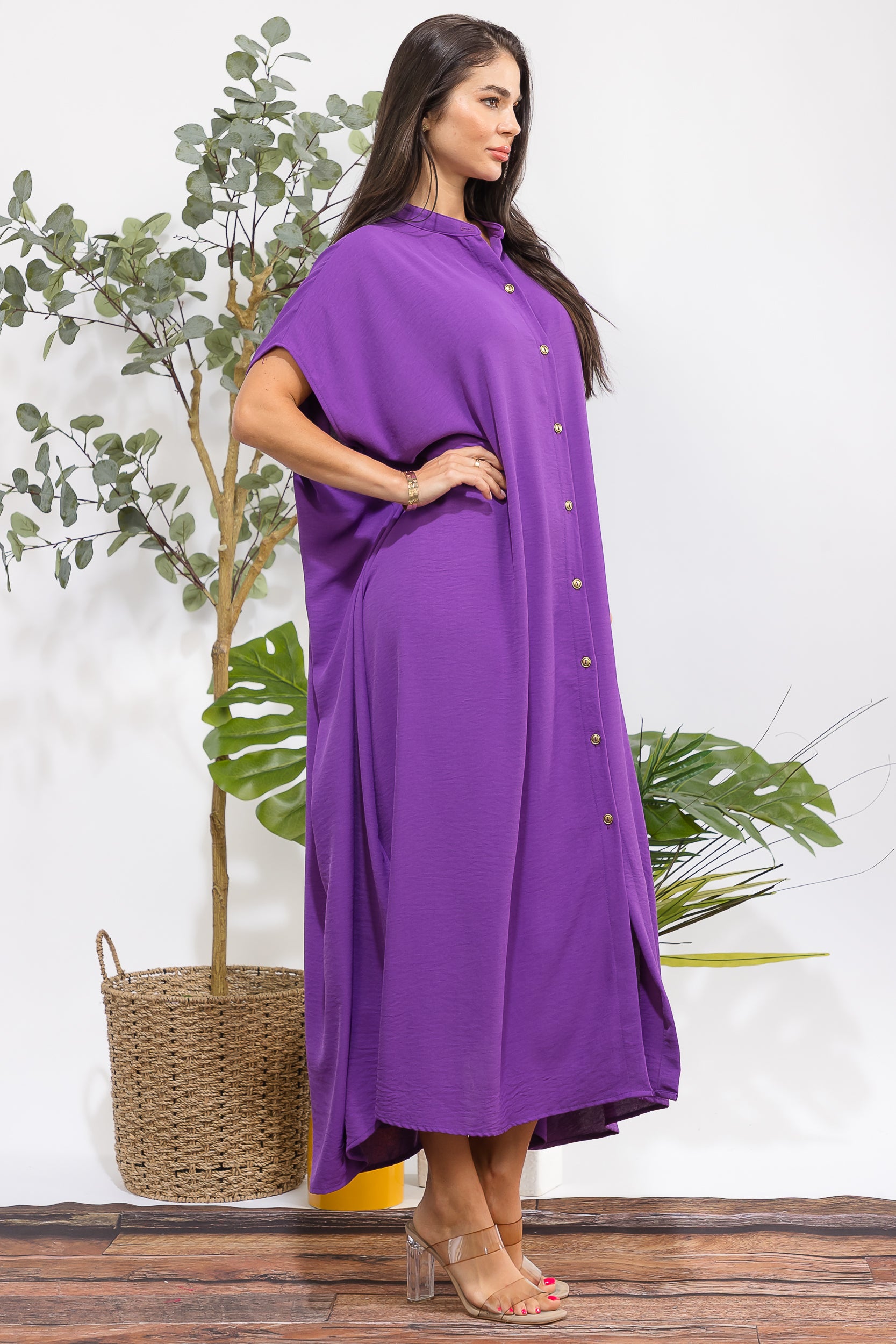 HH763X-S3 PLUS SIZE OVERSIZED BUTTON DOWN DRESS