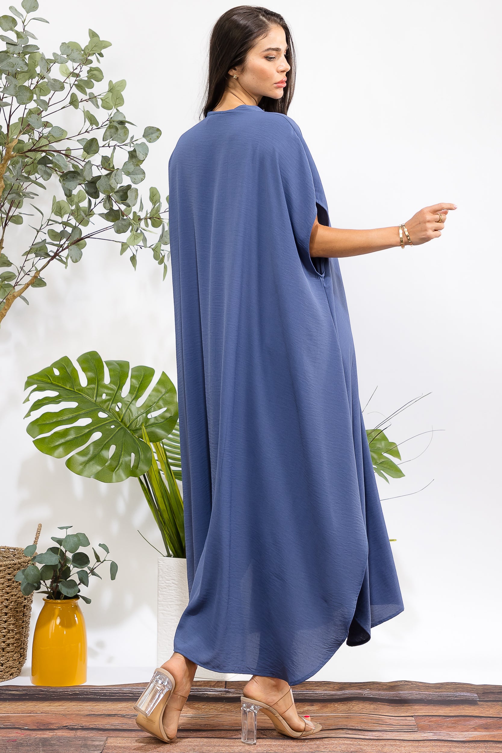 HH763R-S3 OVERSIZED BUTTON DOWN DRESS