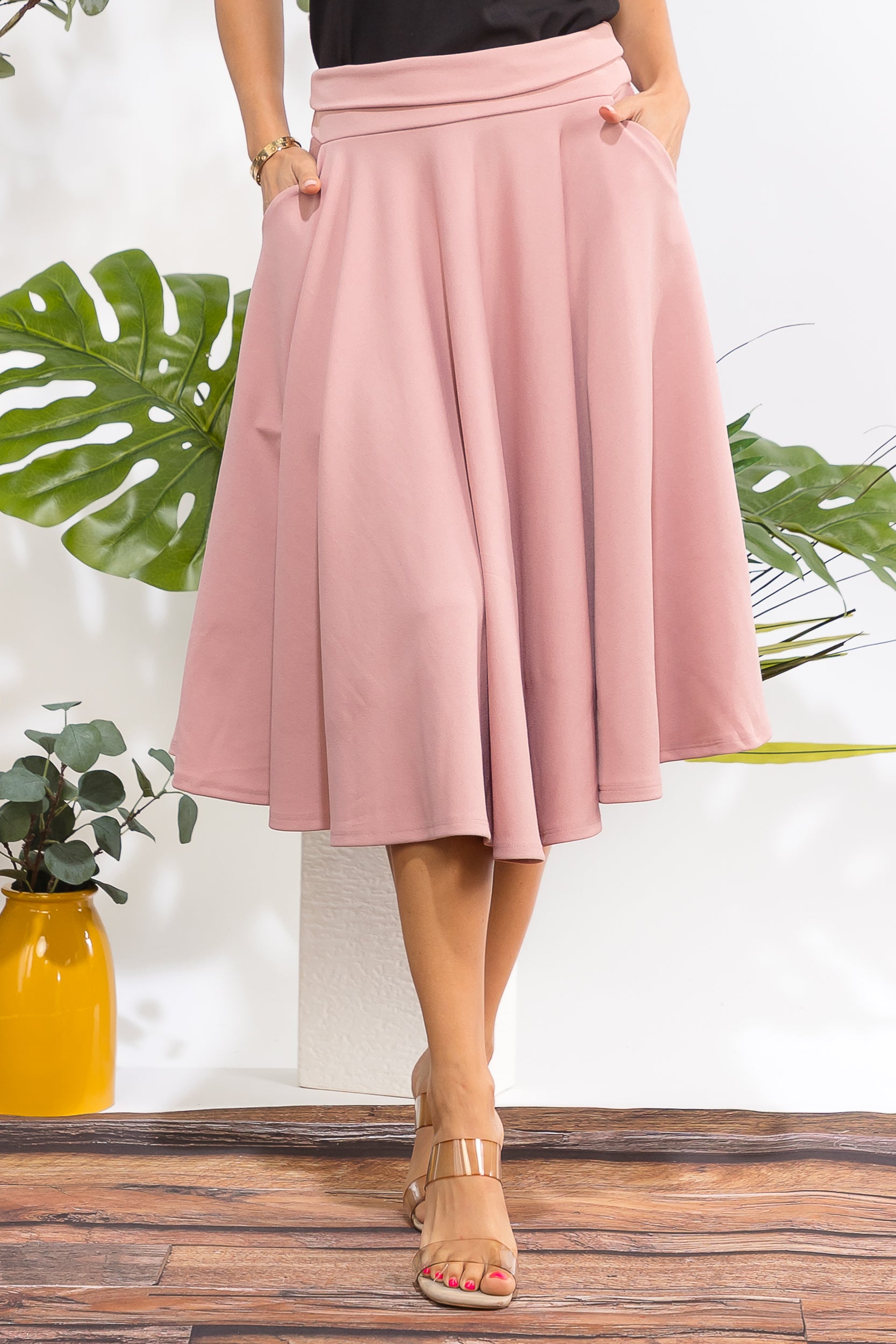 HH784X-S Plus Size A-Line Midi Skirt