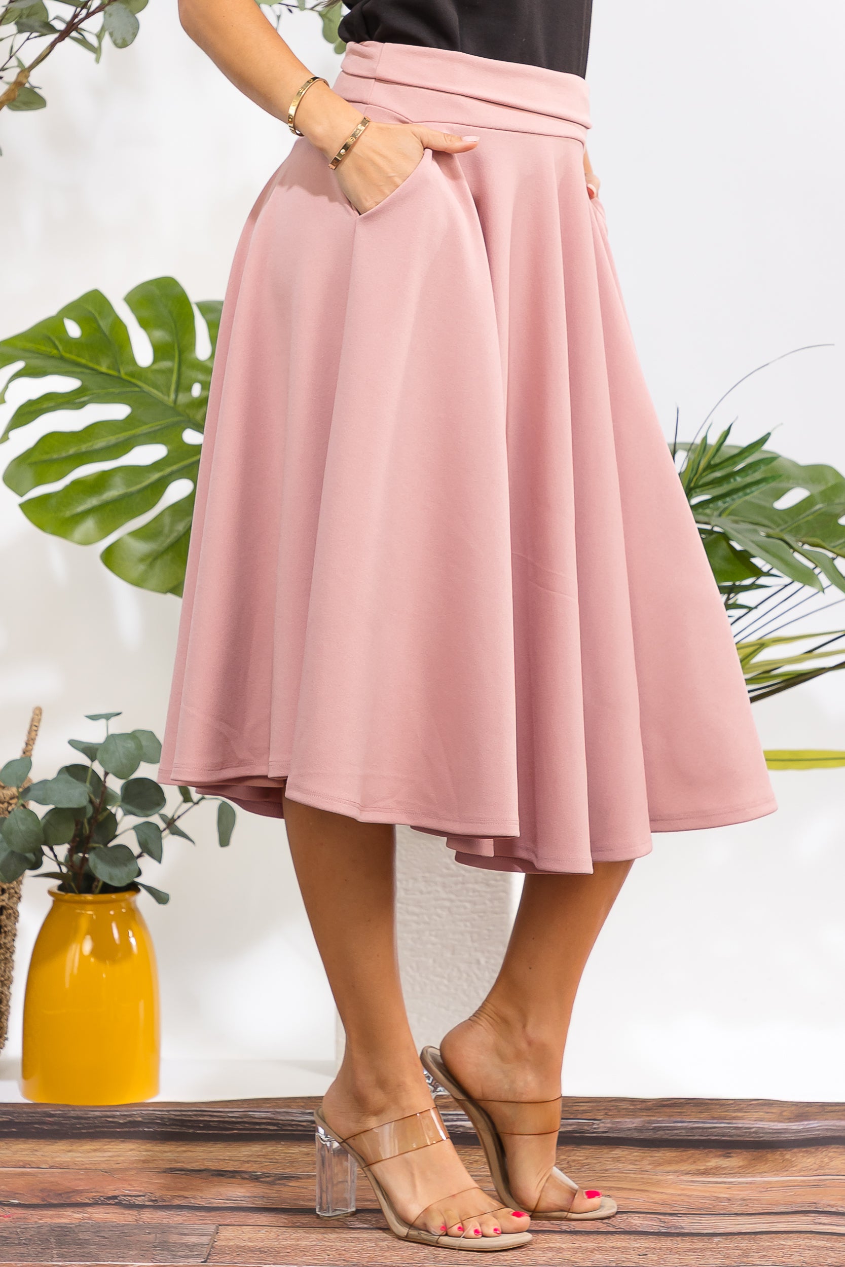 HH784X-S Plus Size A-Line Midi Skirt