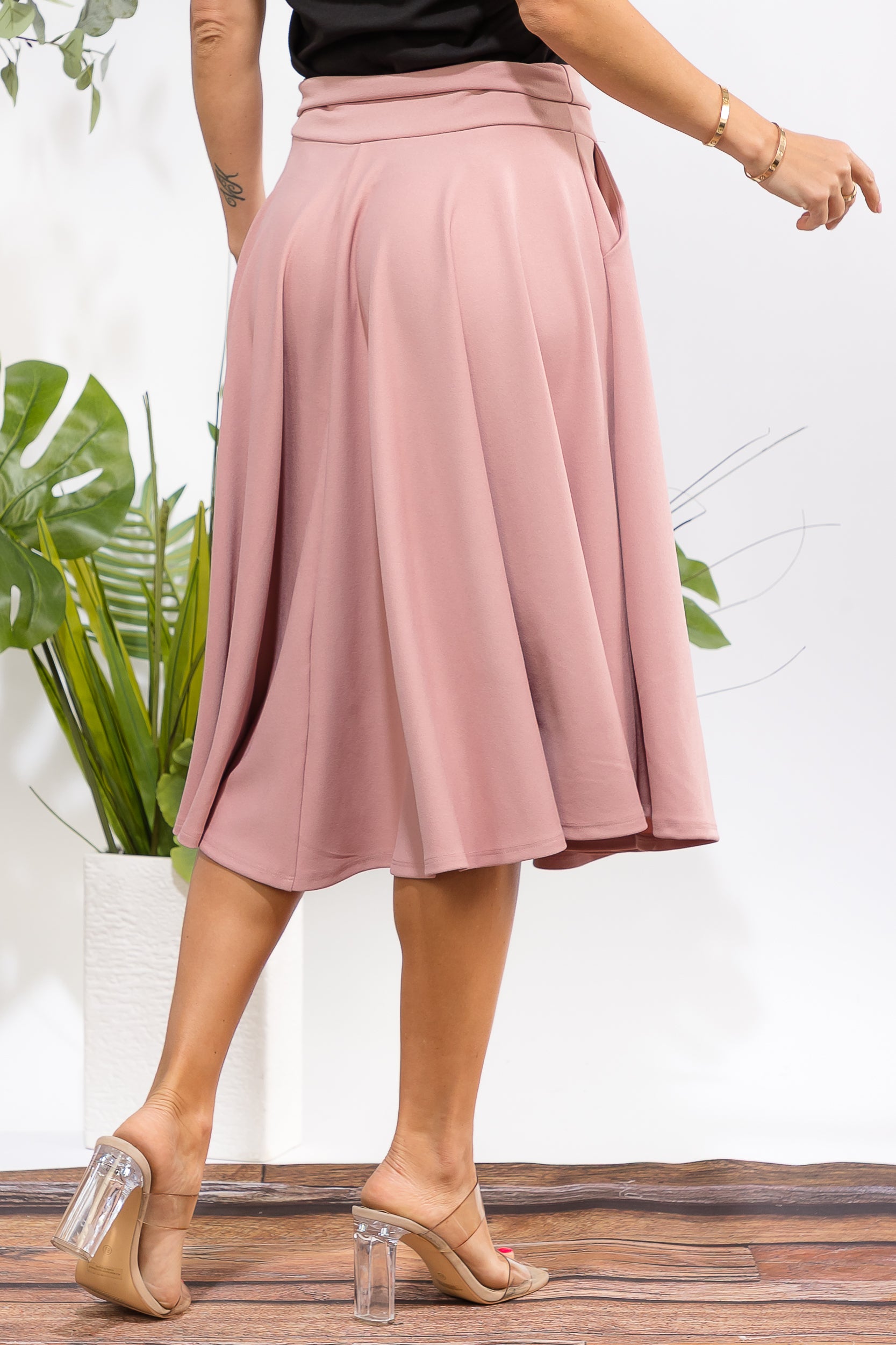 HH784X-S Plus Size A-Line Midi Skirt