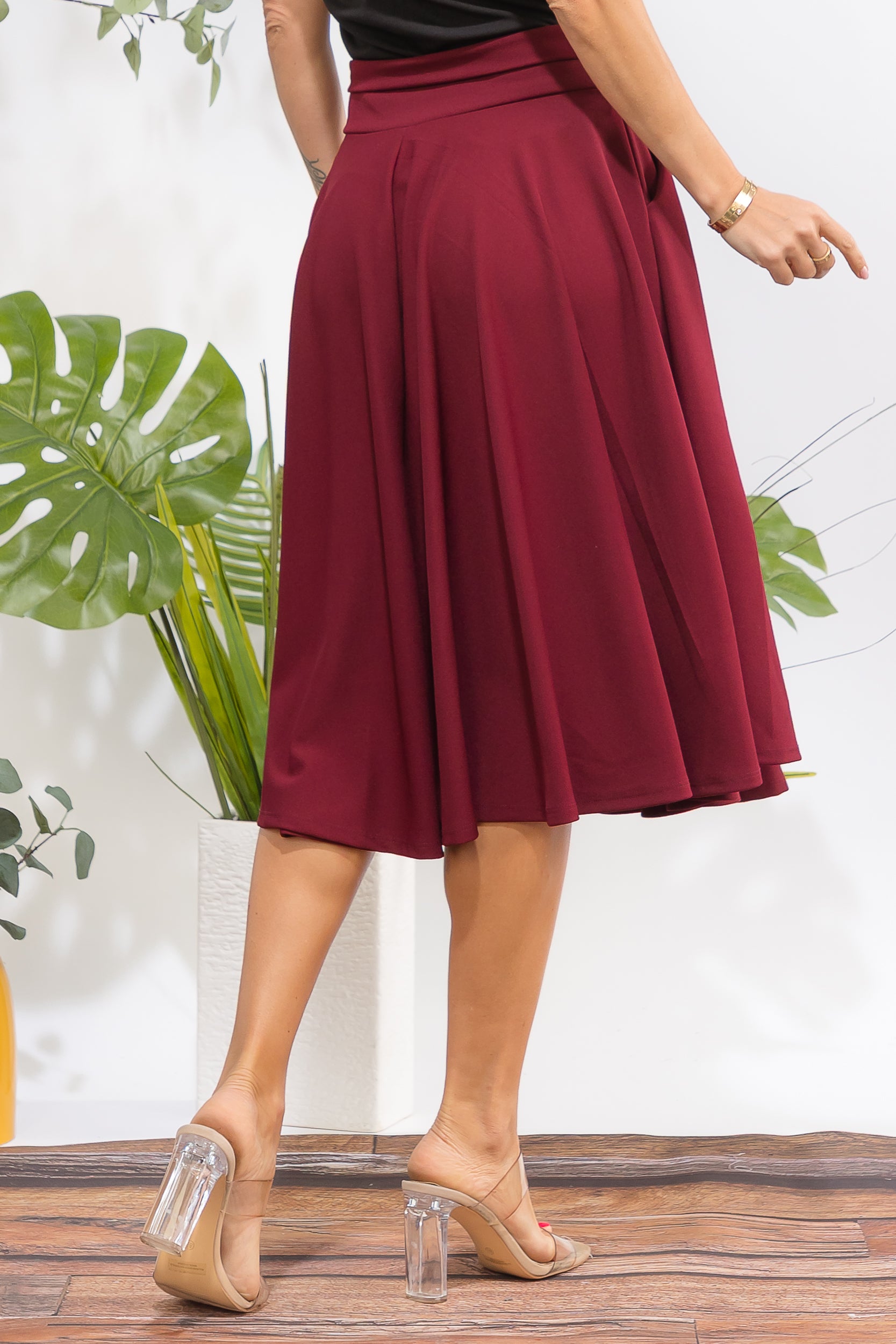 HH784X-S Plus Size A-Line Midi Skirt