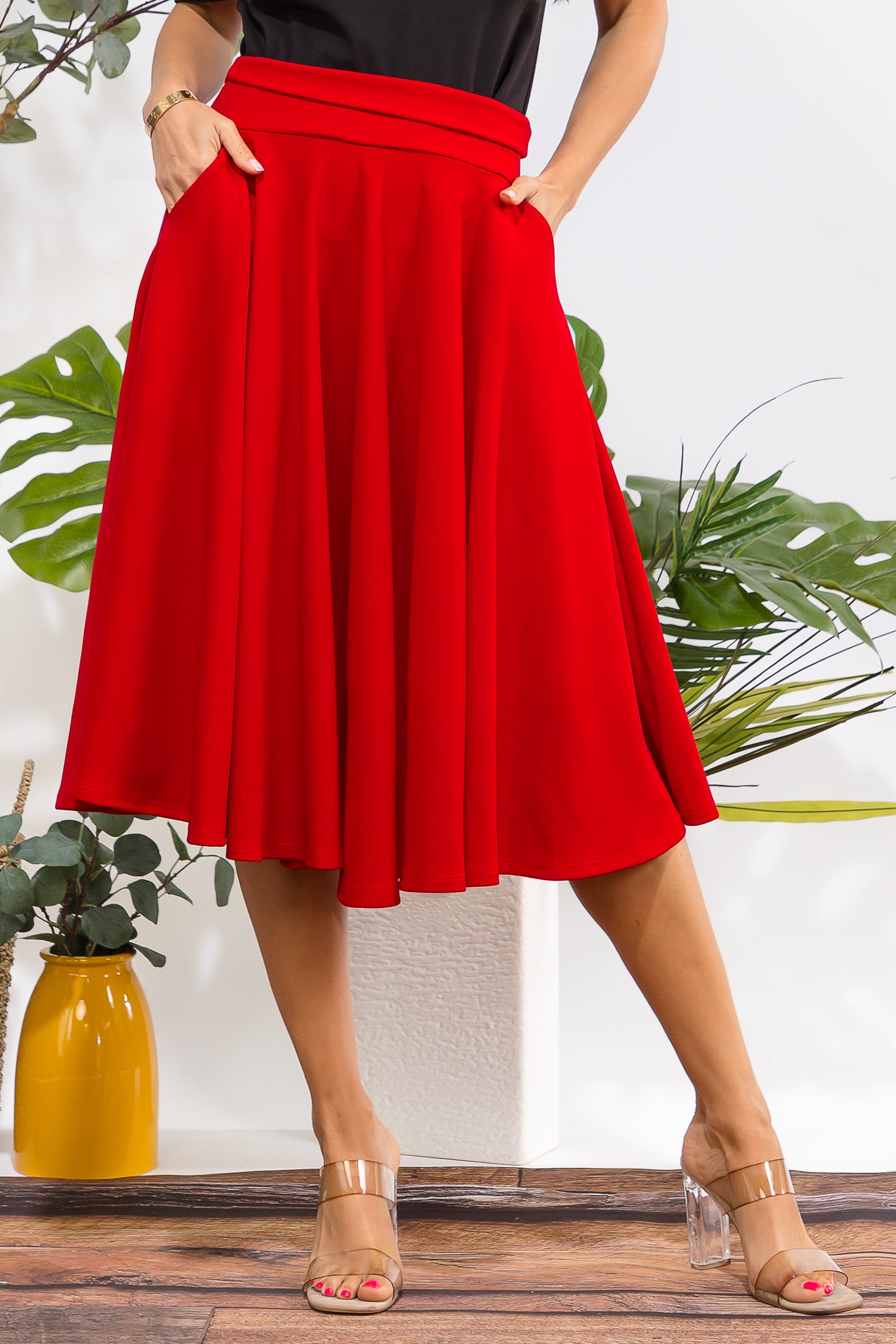 HH784X-S Plus Size A-Line Midi Skirt
