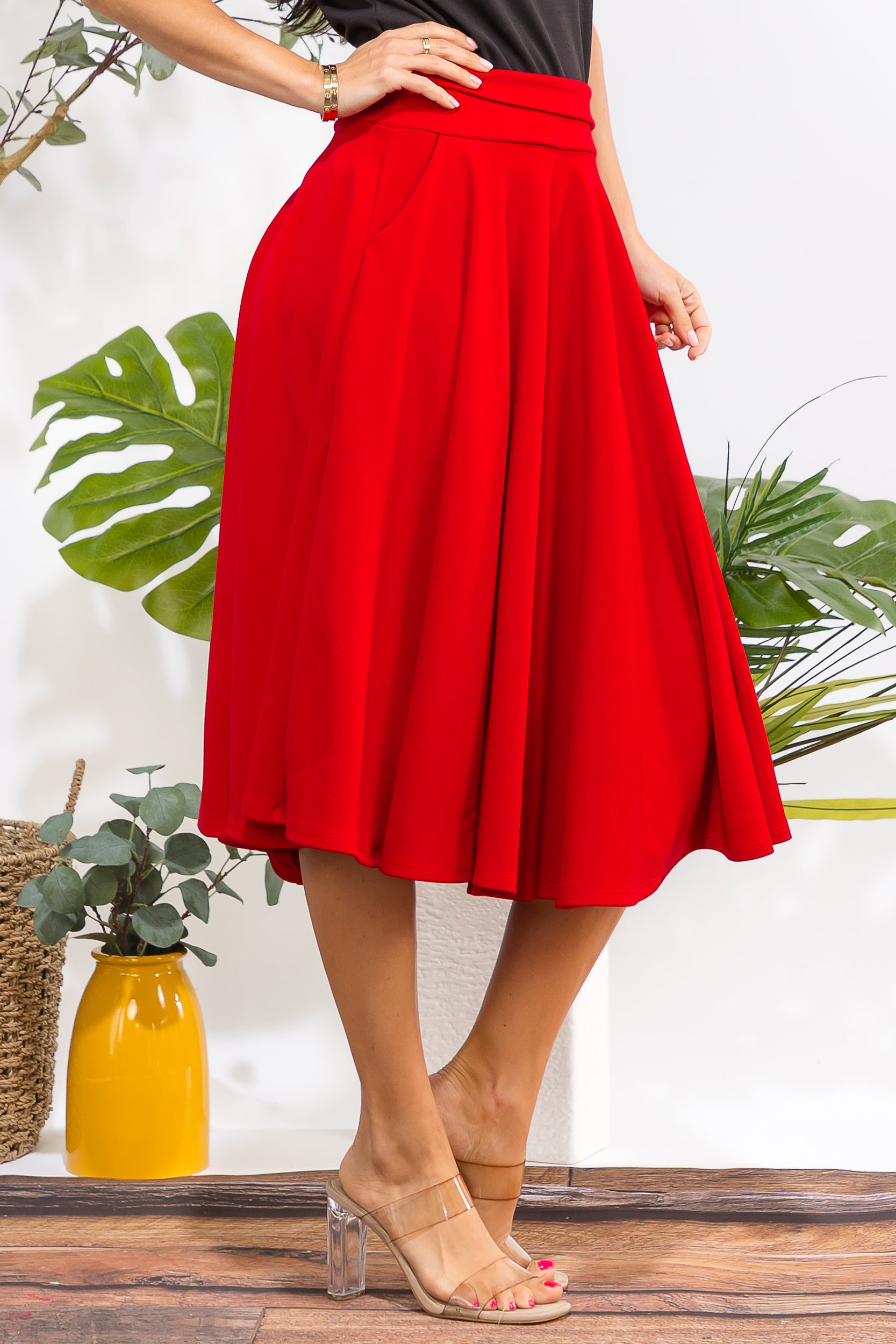 HH784X-S Plus Size A-Line Midi Skirt