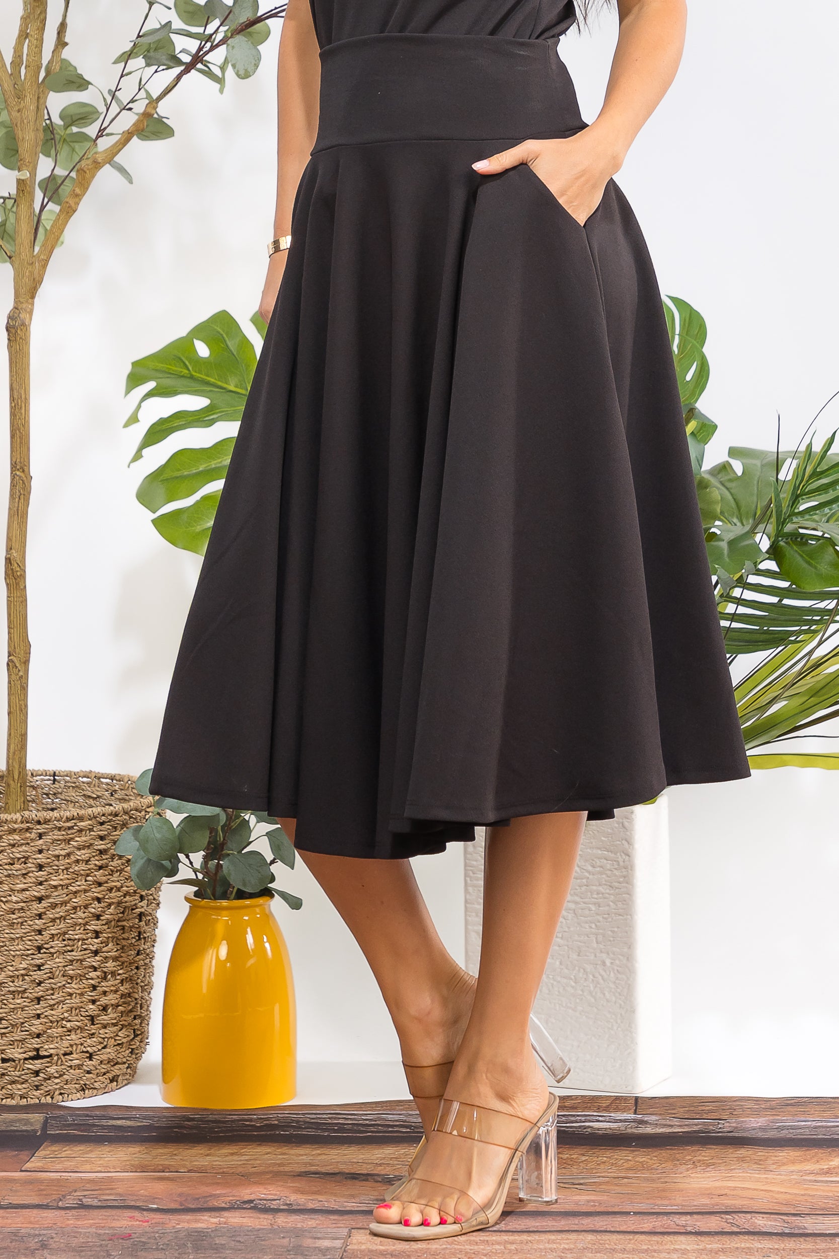 HH784X-S Plus Size A-Line Midi Skirt