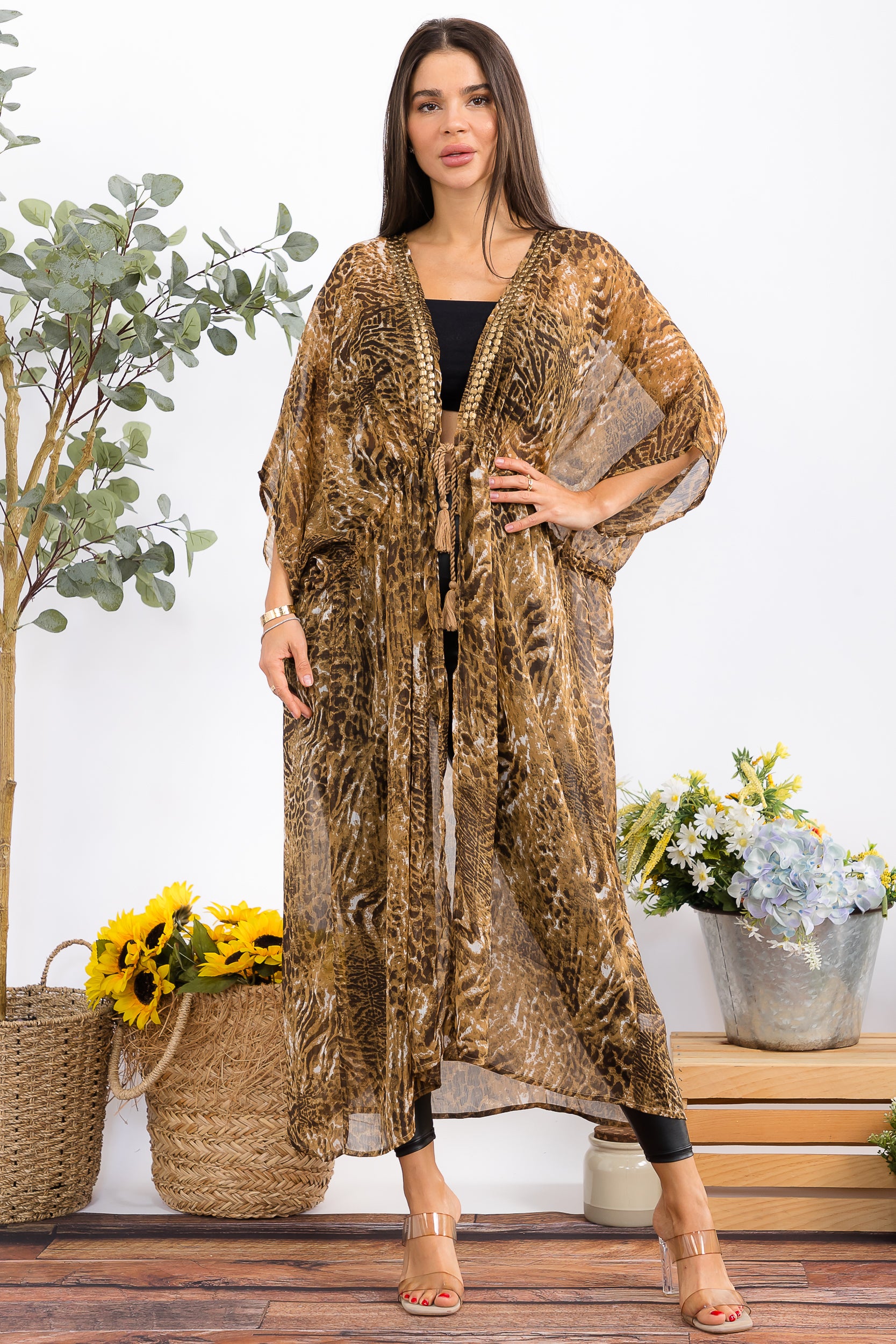 00077M Wild Elegance Animal Print Kimono