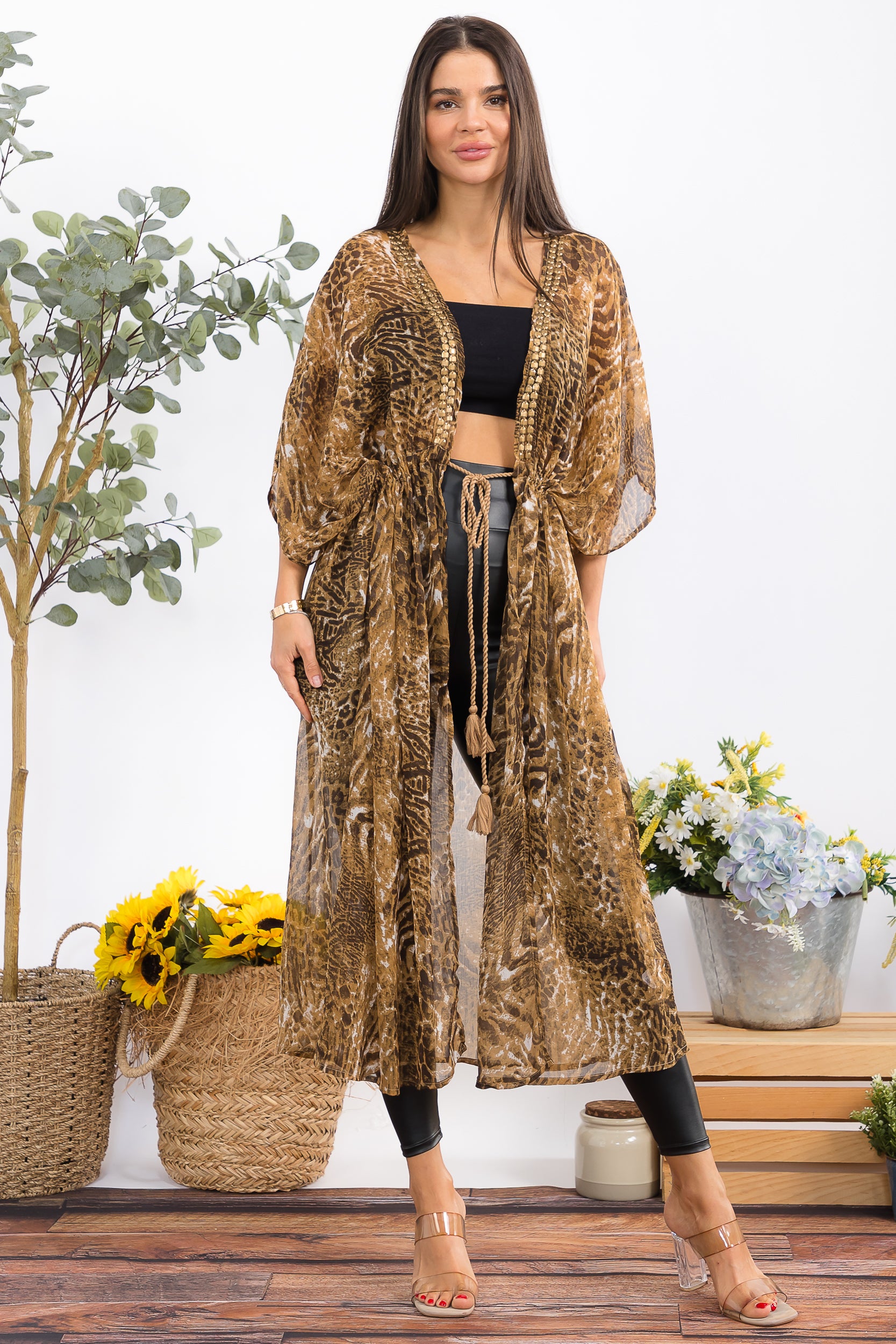 00077M Wild Elegance Animal Print Kimono