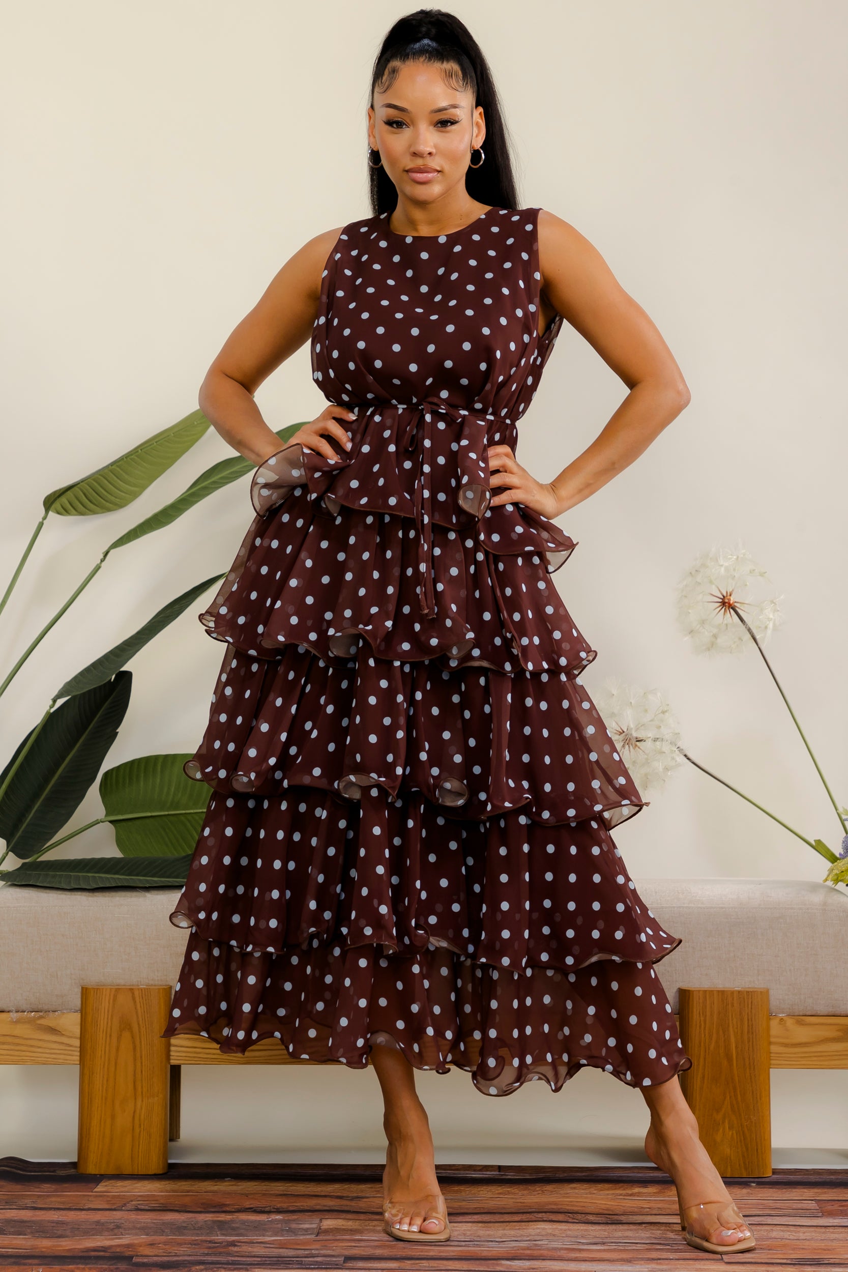 LD716P-X - Plus Size Polka Dot Tier Dress