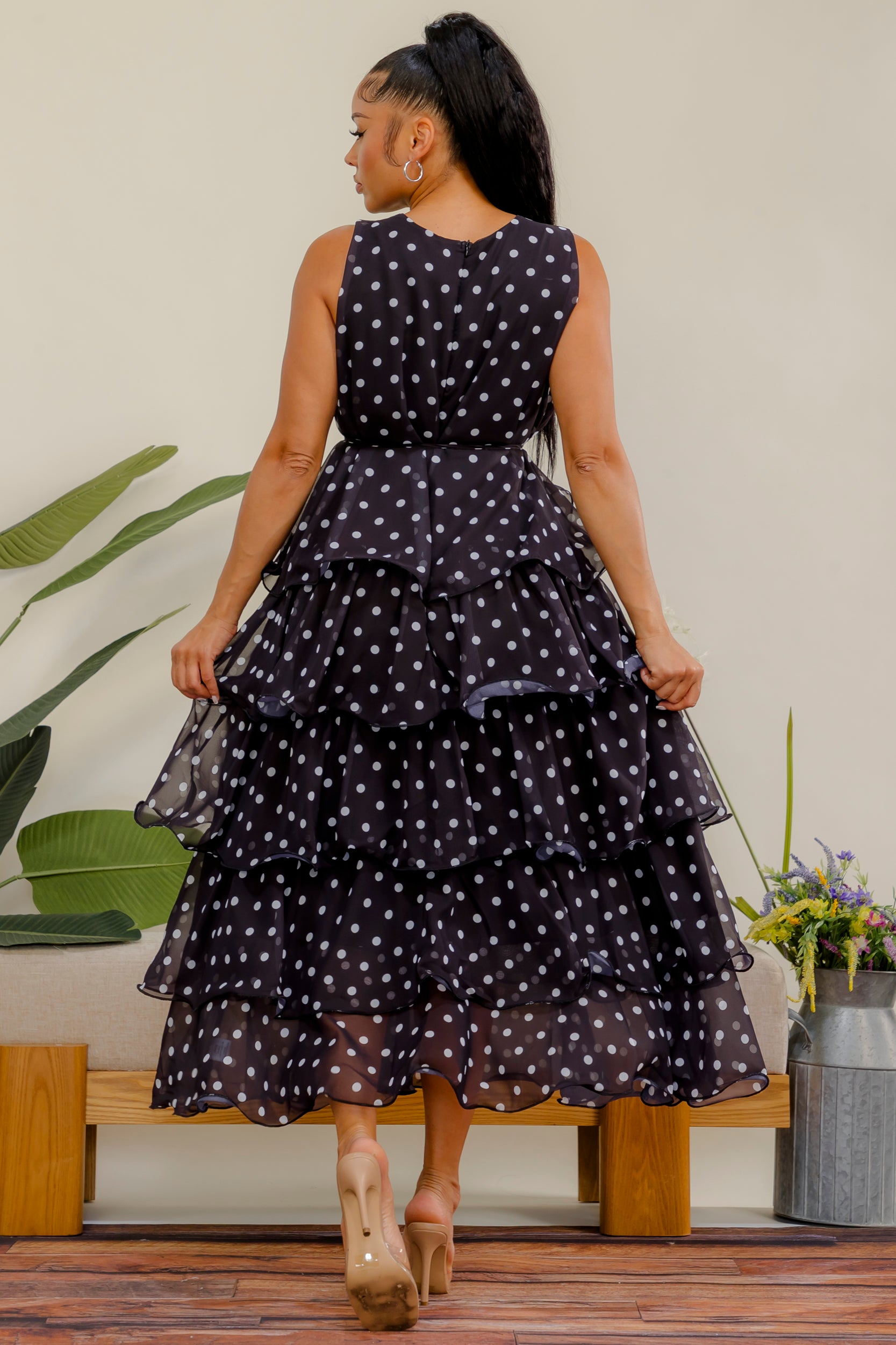 LD716P-X - Plus Size Polka Dot Tier Dress