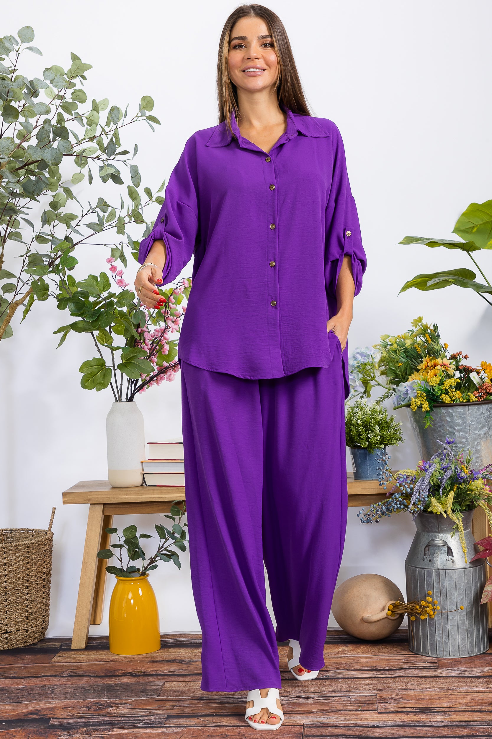 HH753-55R-S1 2PC COLLARD SHIRT AND PANT SET