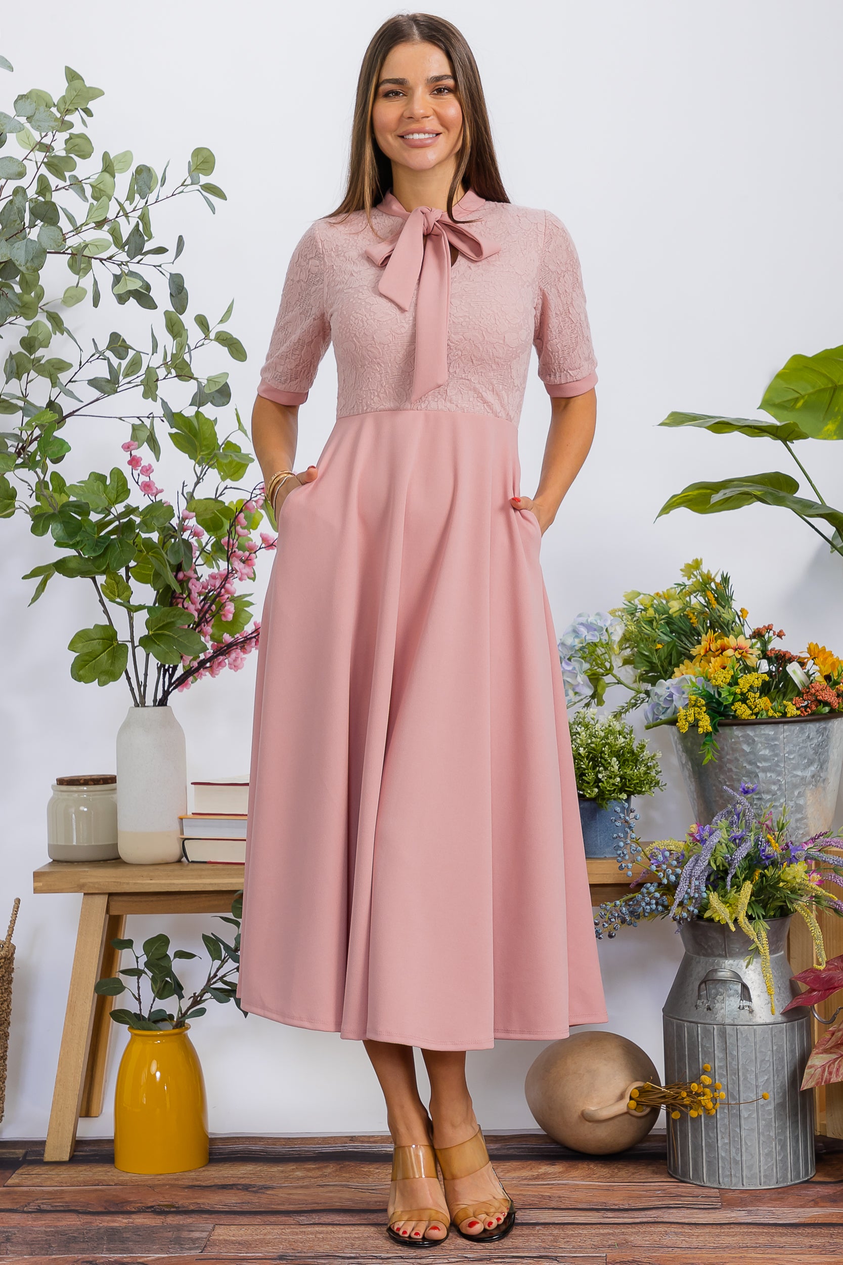 HH777X Plus Size Flattering A-Line Midi Dress
