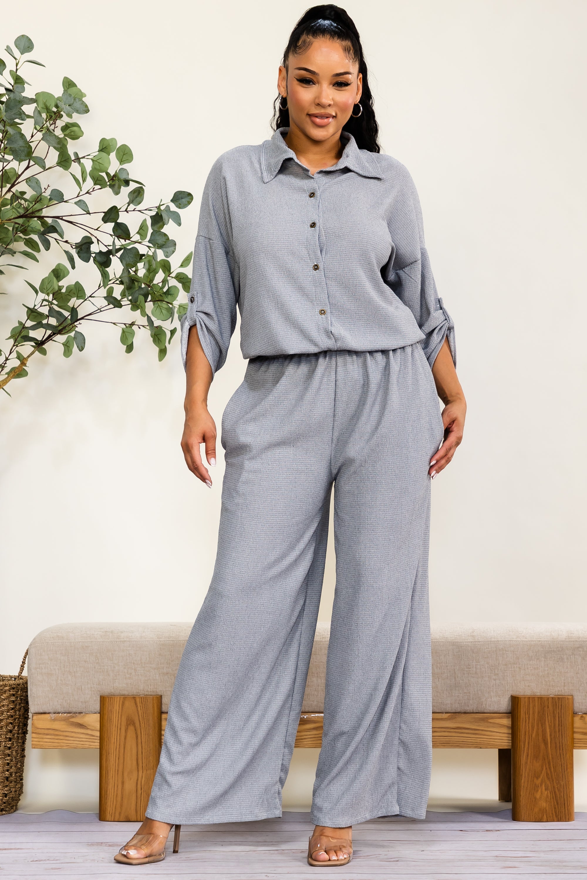 HH753R1-55-S1 - Button Down Two-Piece Set