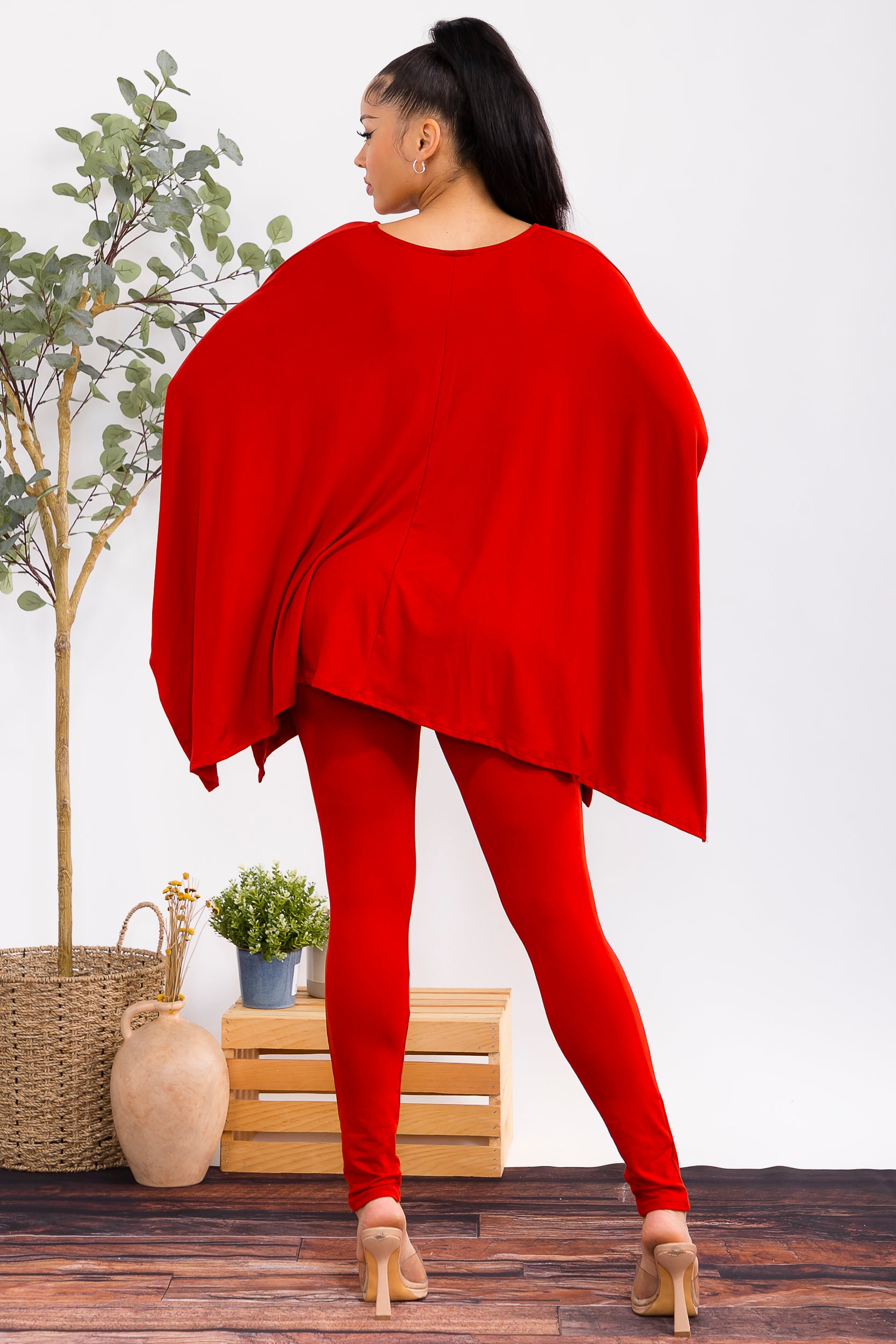 HH637X-S2 Plus Size Oversized Batwing Top & Legging Set
