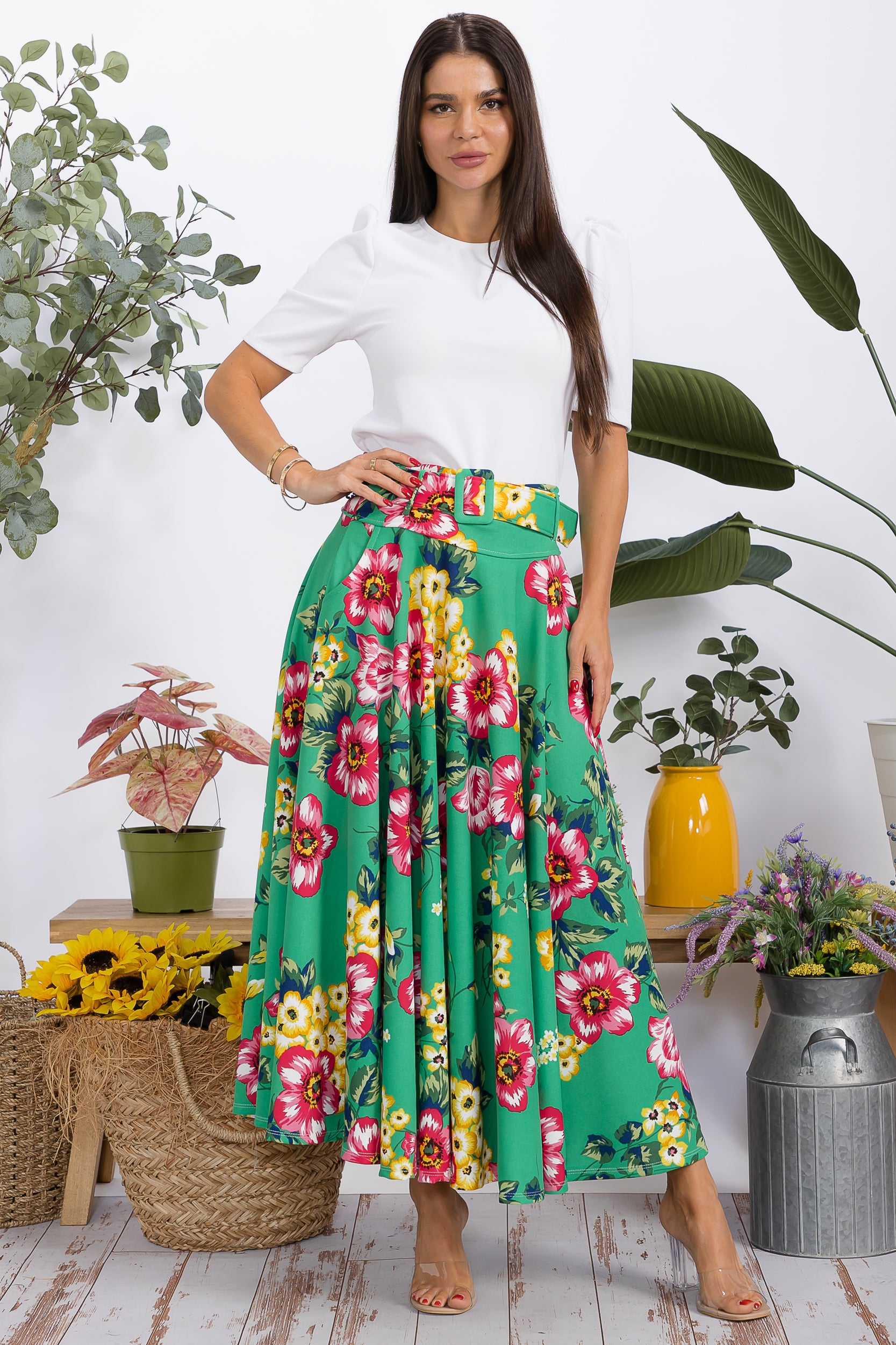 HH779R-P2 High-Waisted Maxi Skirt