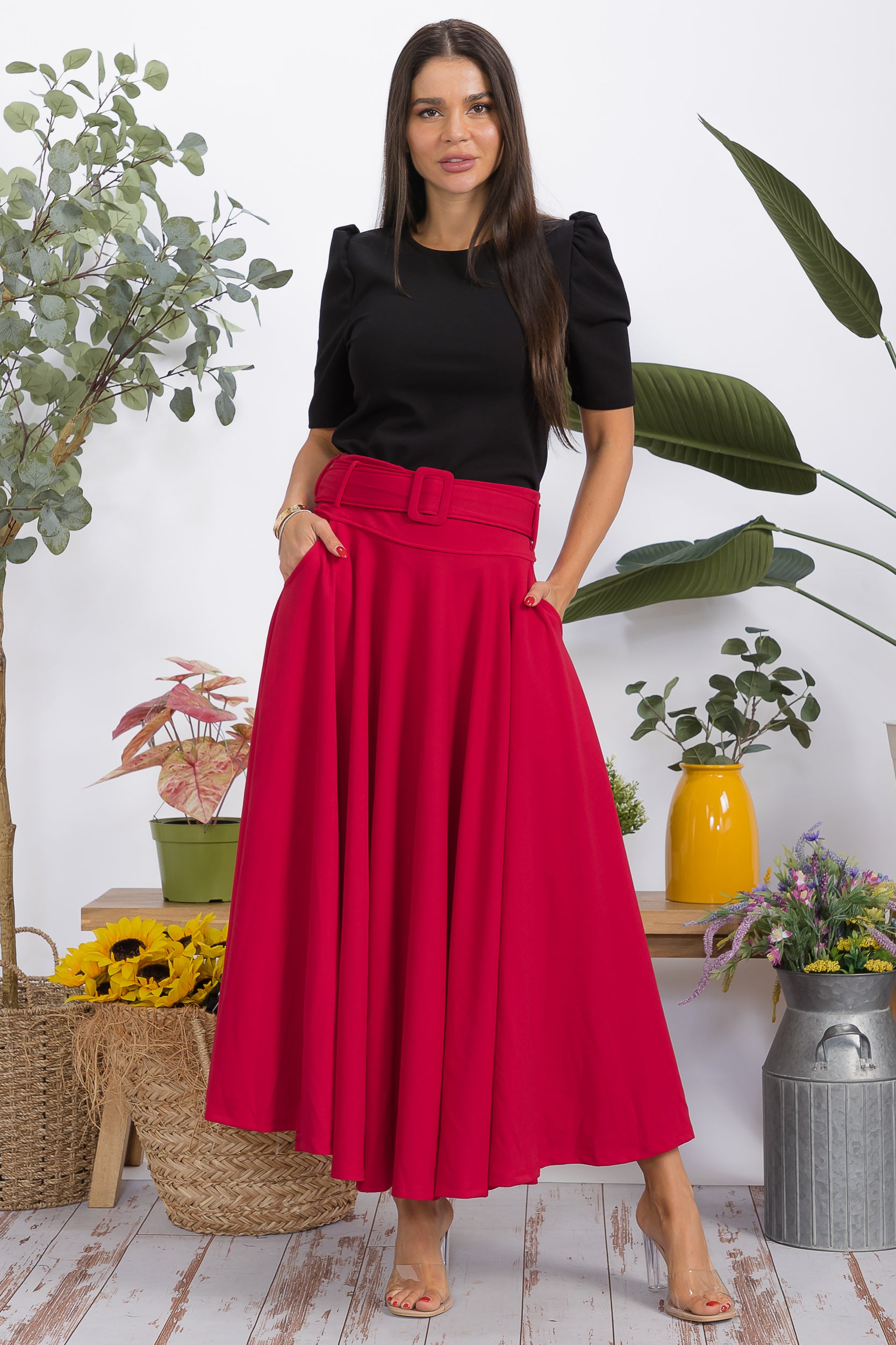 HH779X-S Plus Size High-Waisted Maxi Skirt