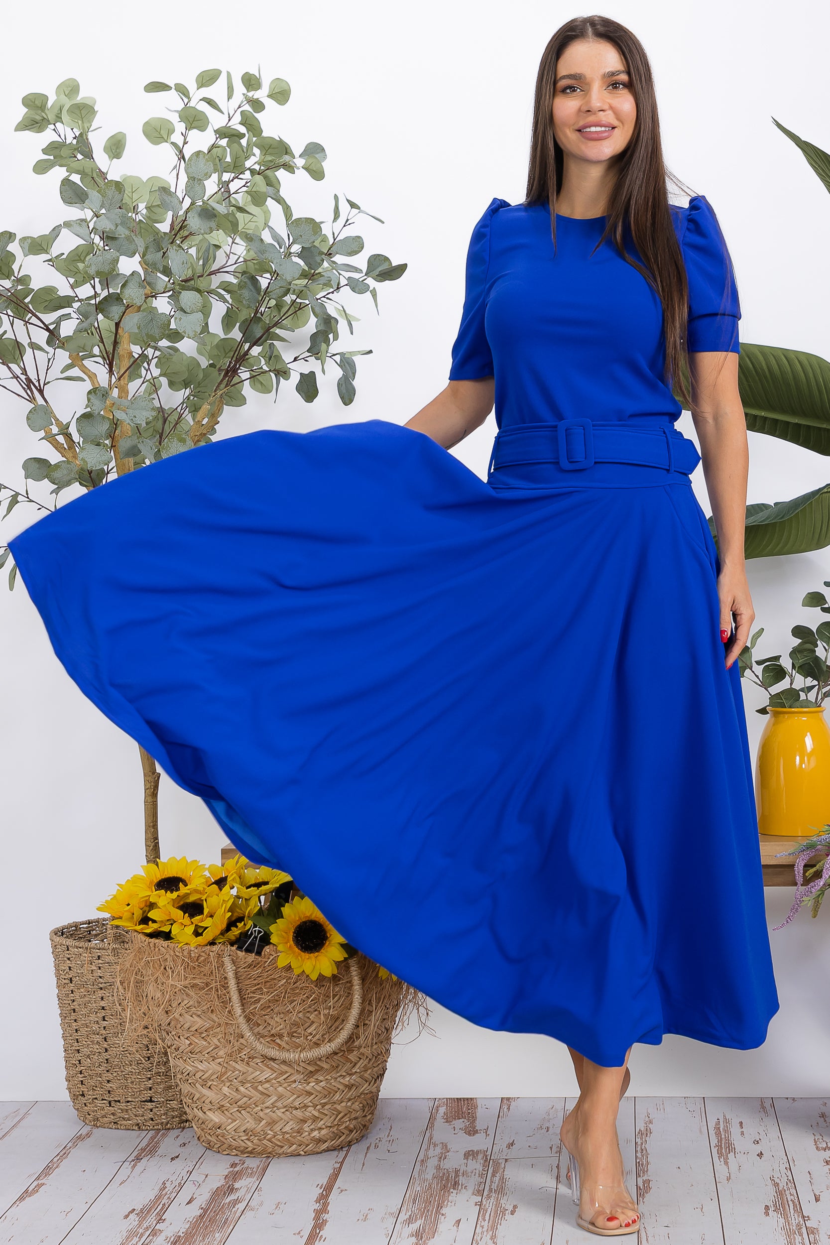 HH780R-S Structured Puff Sleeve Fitted Top