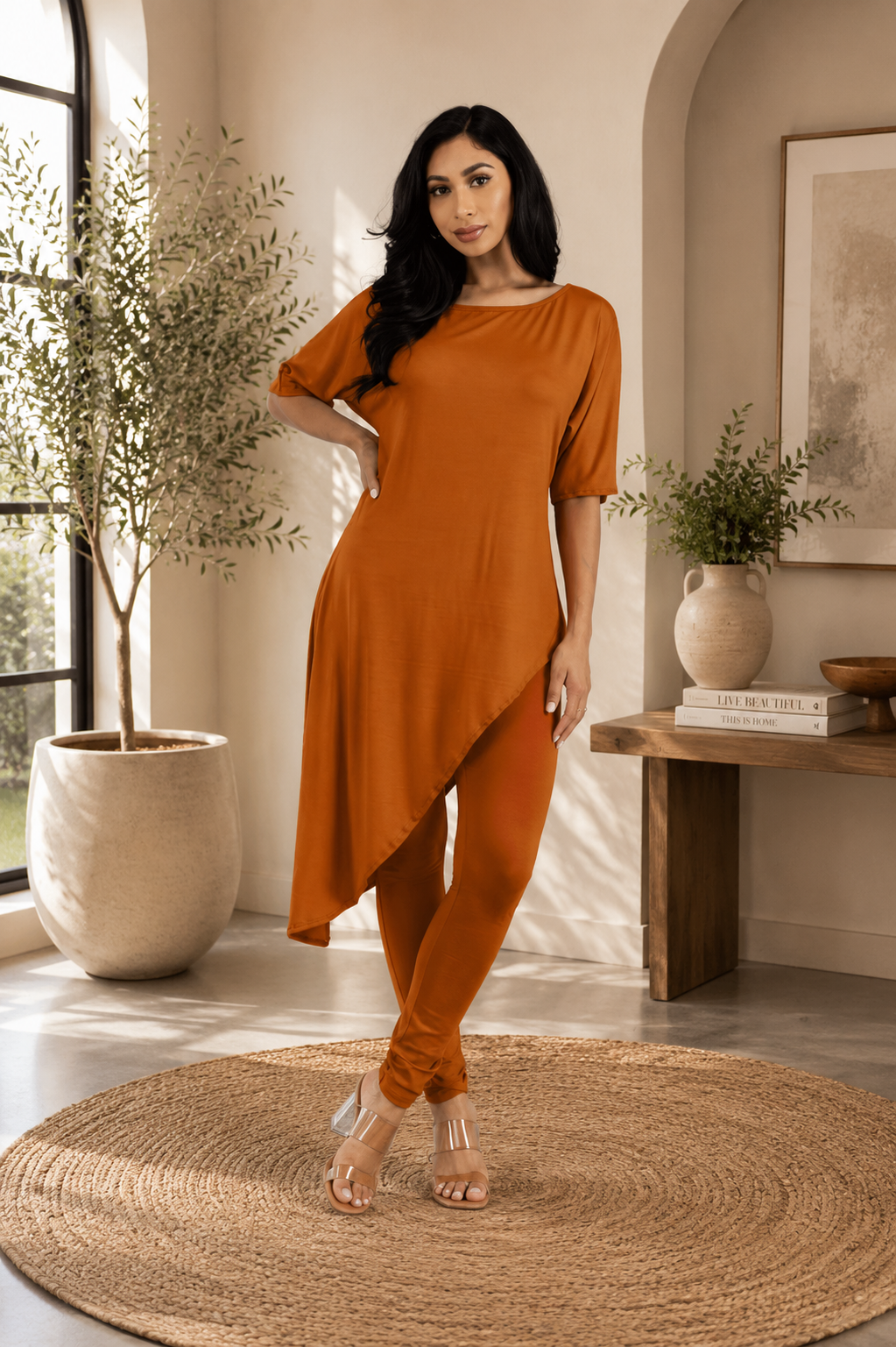 HH679X-S3 - PLUS SIZE 2 PC TOP AND LEGGING SET