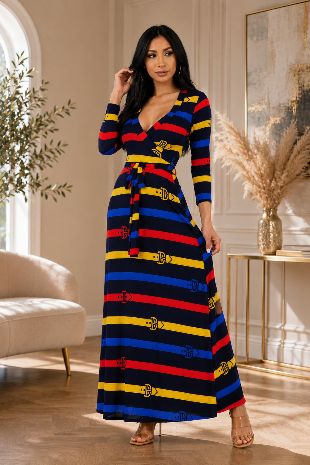 SAN149R-BLT2 - BAROQUE MAXI DRESS